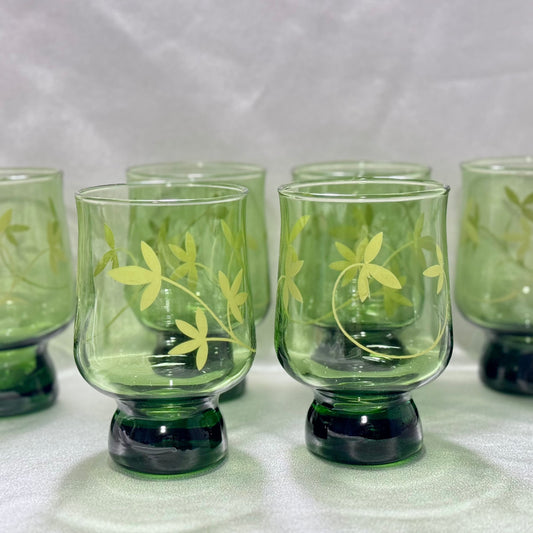 Avocado Green Floral Glasses