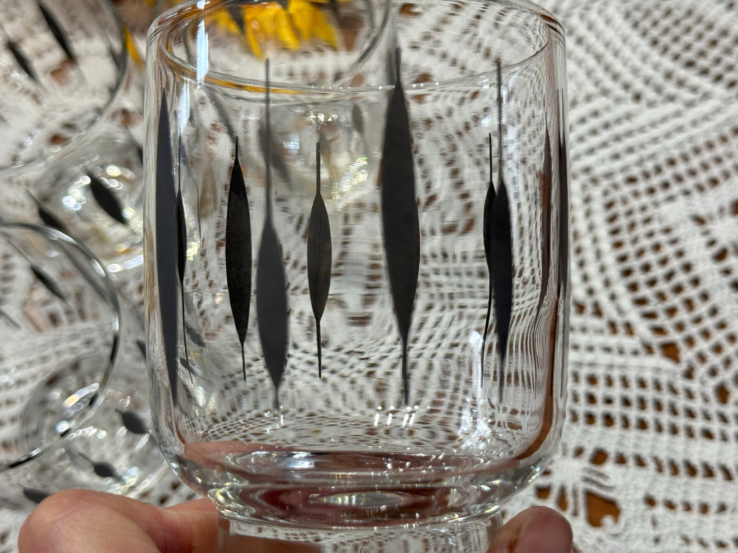 Harlequin Black & Gold Roly Poly Lowball 'Cattail' Drinking Glasses