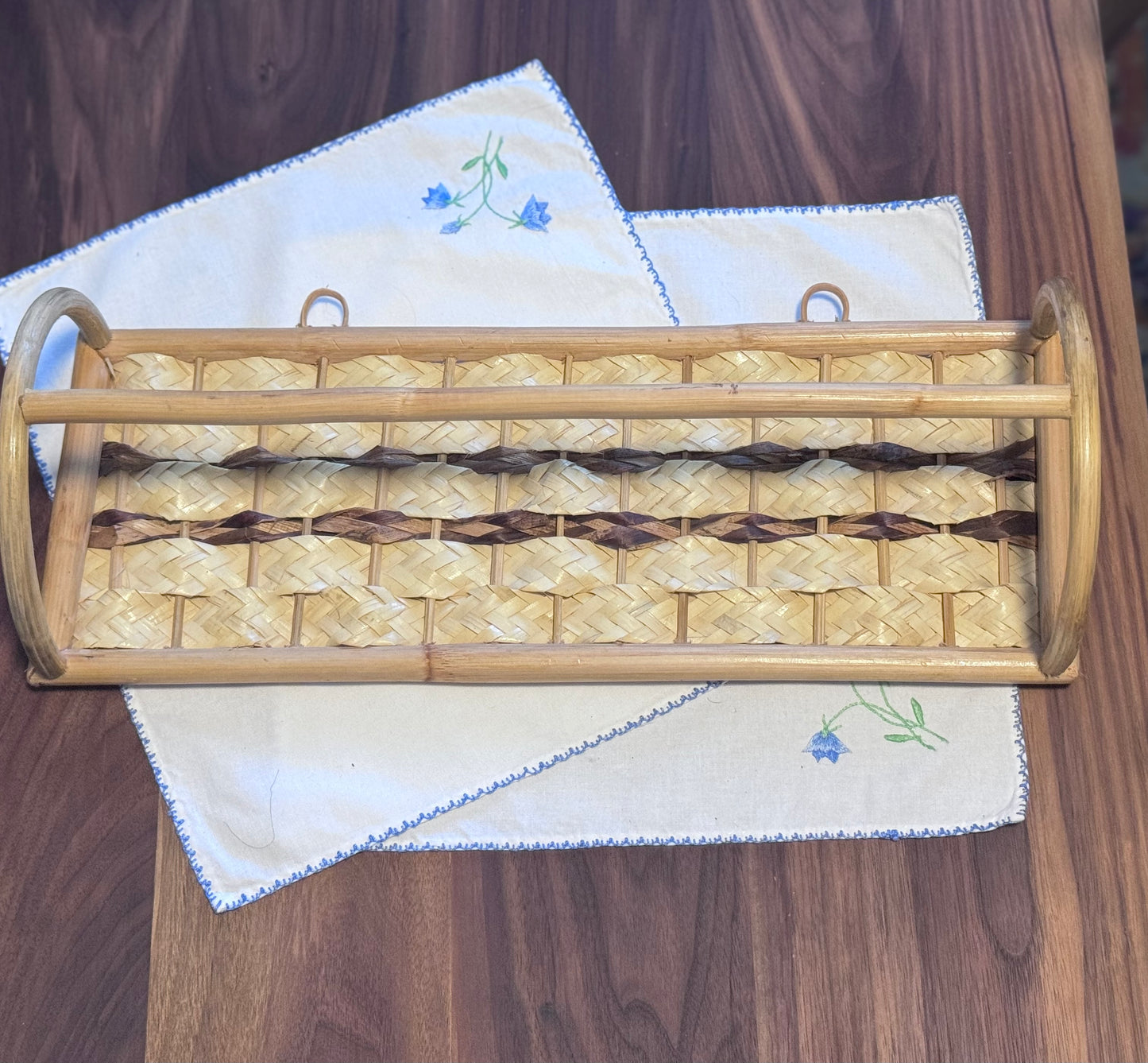 Wicker/Rattan and Bamboo Wall Mounted Towel Rack