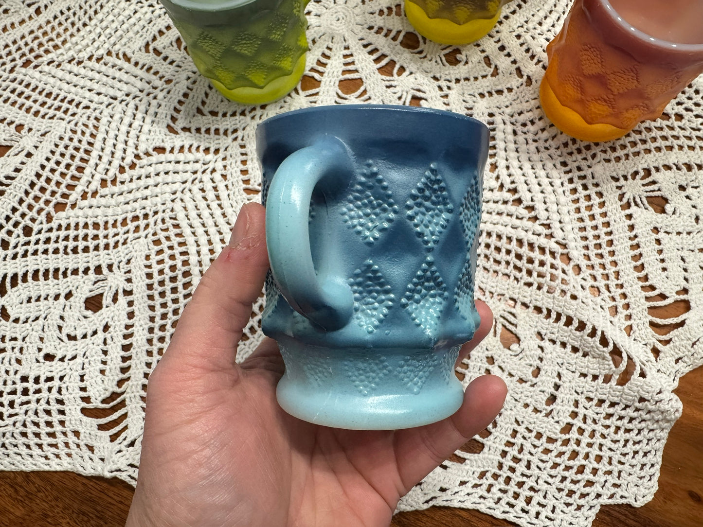 Vintage Anchor Hocking Fire-King 'Kimberly' Rainbow Mug Set