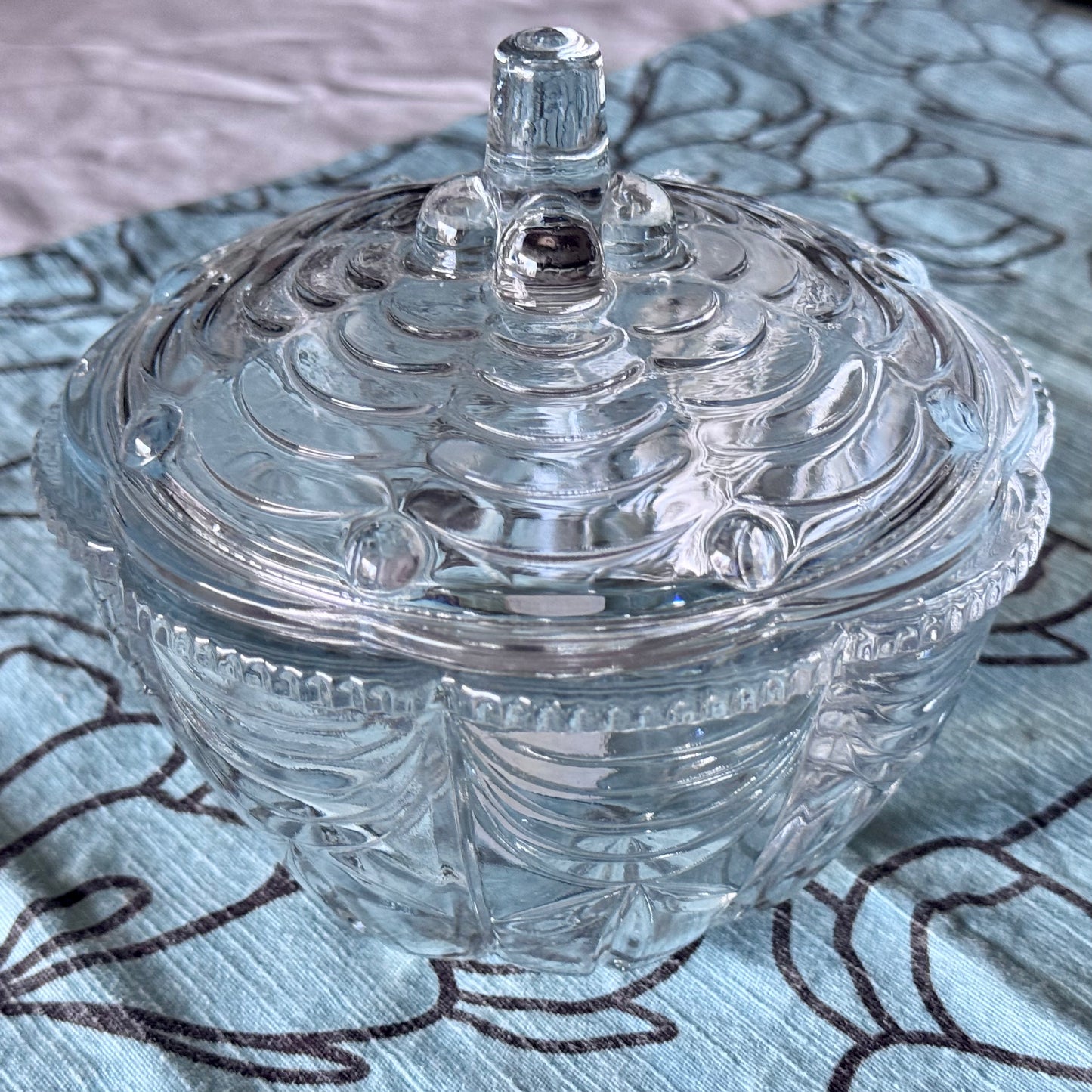 Clear Pressed Glass Candy Dish KIG Indonisia