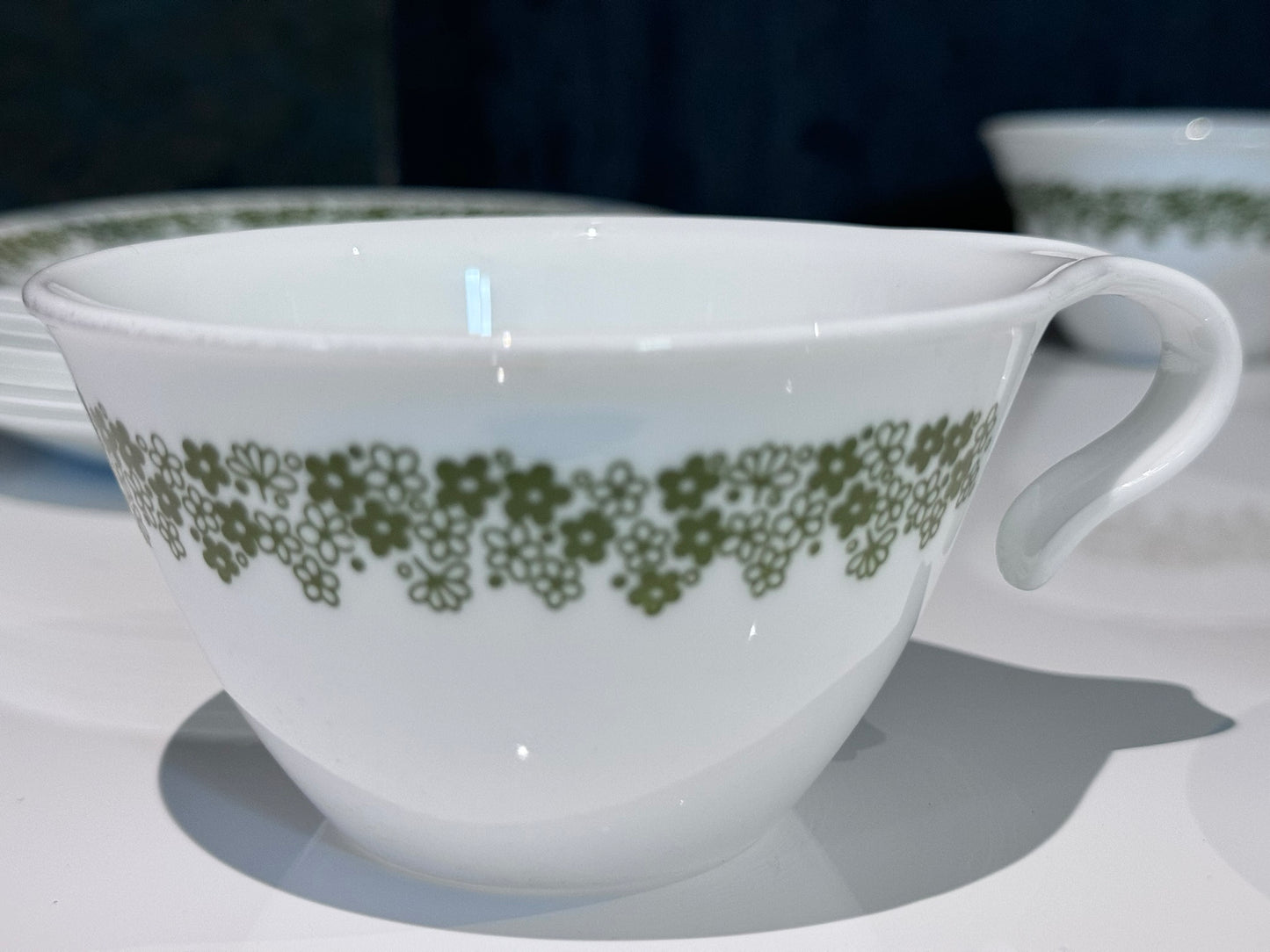 Corelle Spring Blossom, Crazy Daisy, Hook Handle, Cups and Saucers