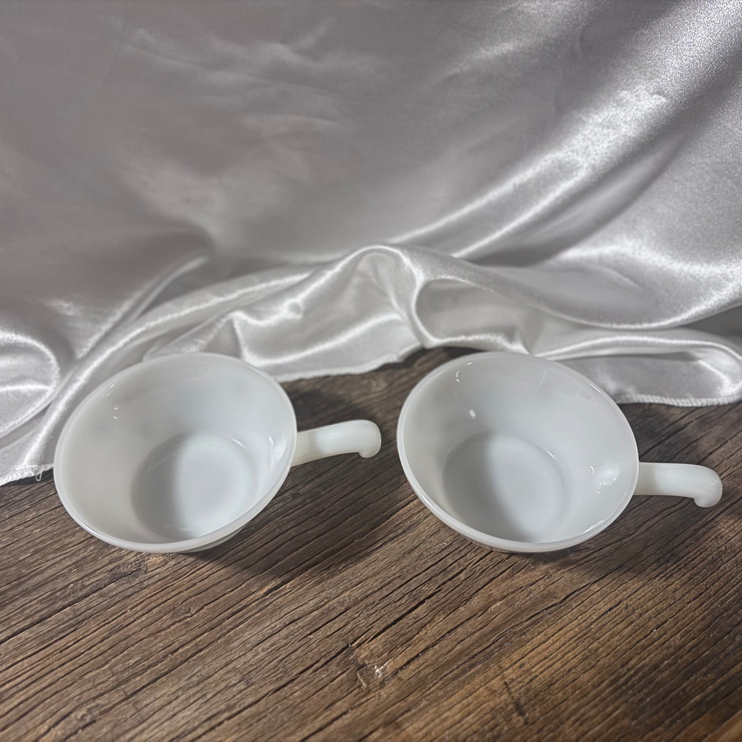 Glassbake Atomic Starburst Handled Soup Bowls