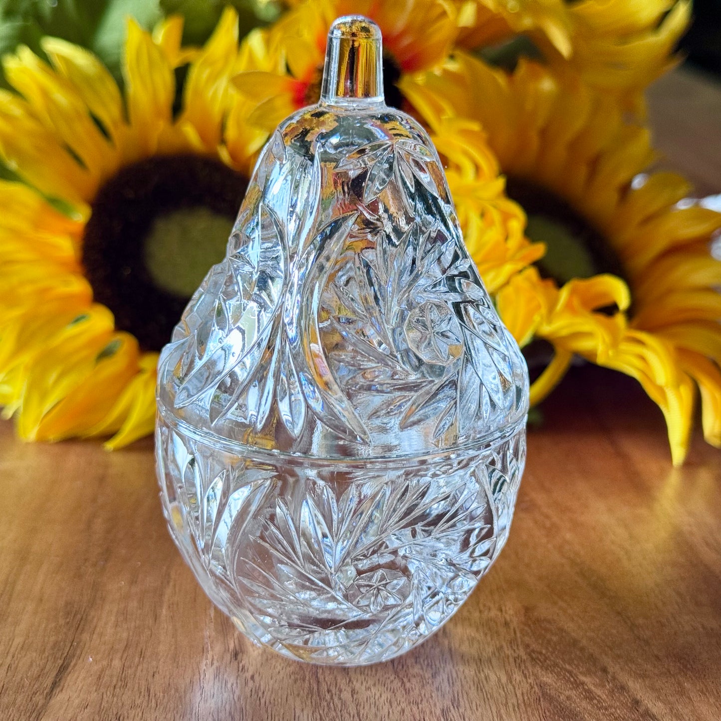 Pear Shaped Lead Crystal Trinket Box