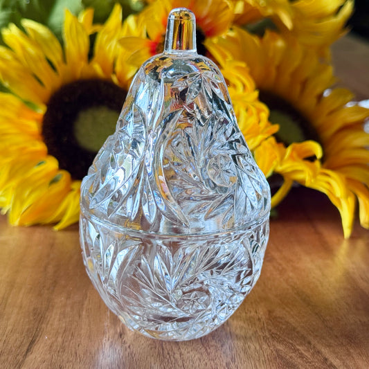 Pear Shaped Lead Crystal Trinket Box