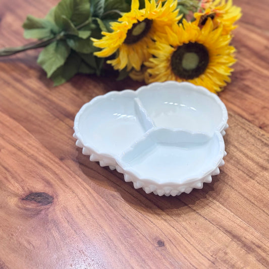 Fenton Hobnail Milk Glass Divided Dish