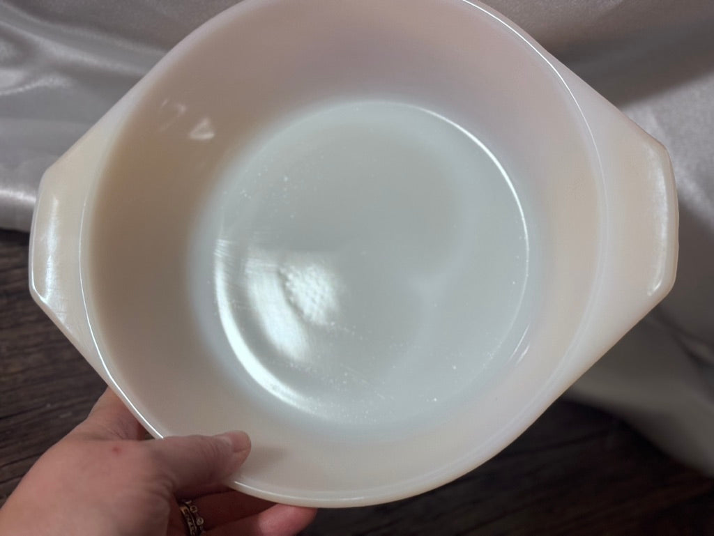 Anchor Hocking Fire-King Milk Glass Peach Lustre Casserole Dish