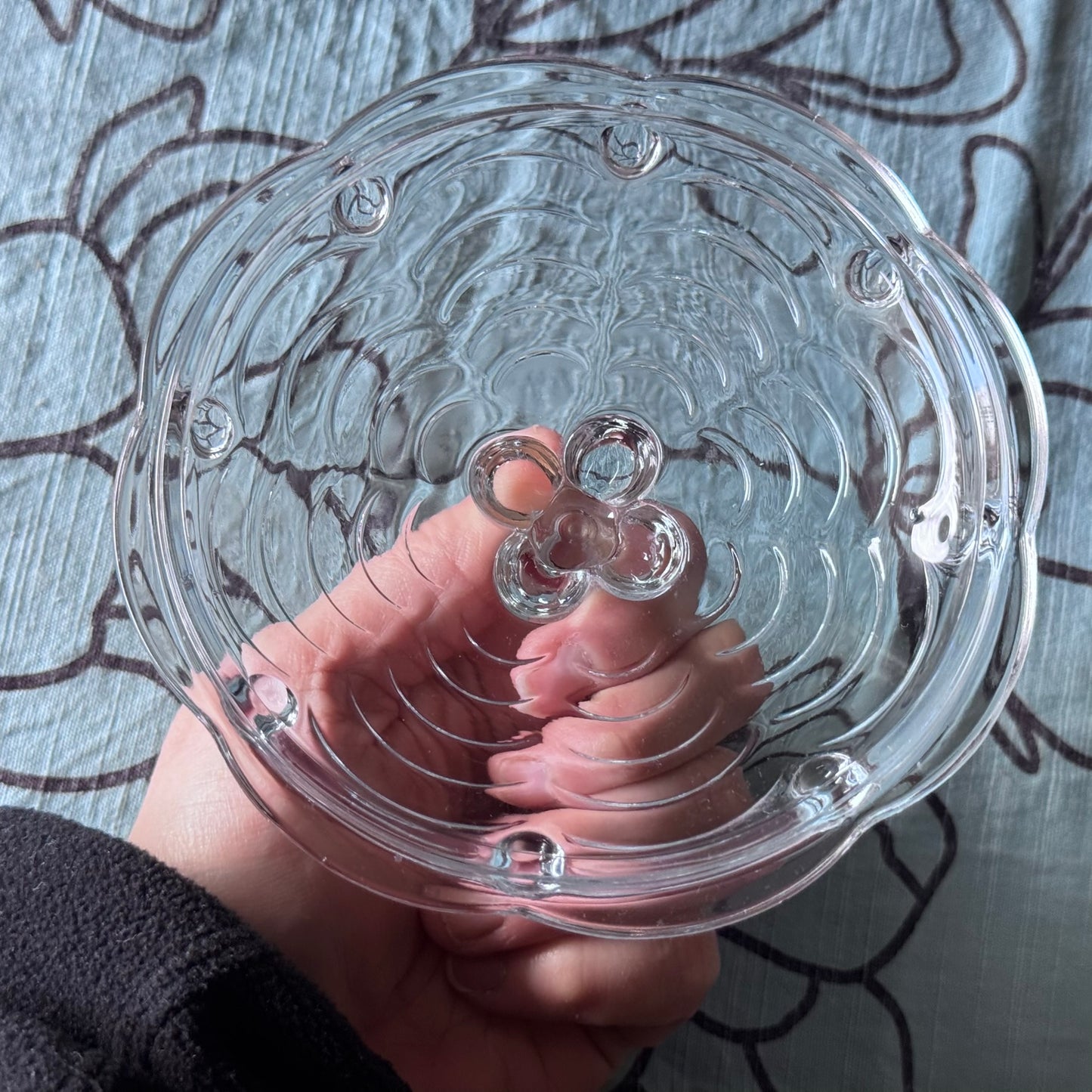 Clear Pressed Glass Candy Dish KIG Indonisia