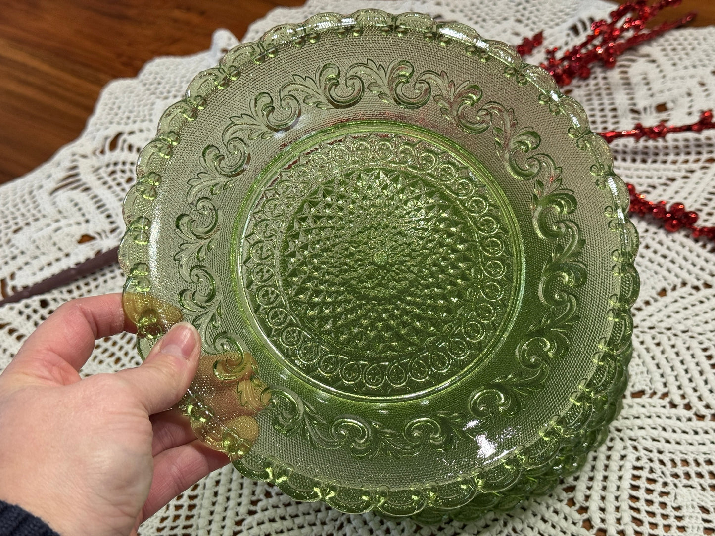 Indiana Green Glass Salad Plates