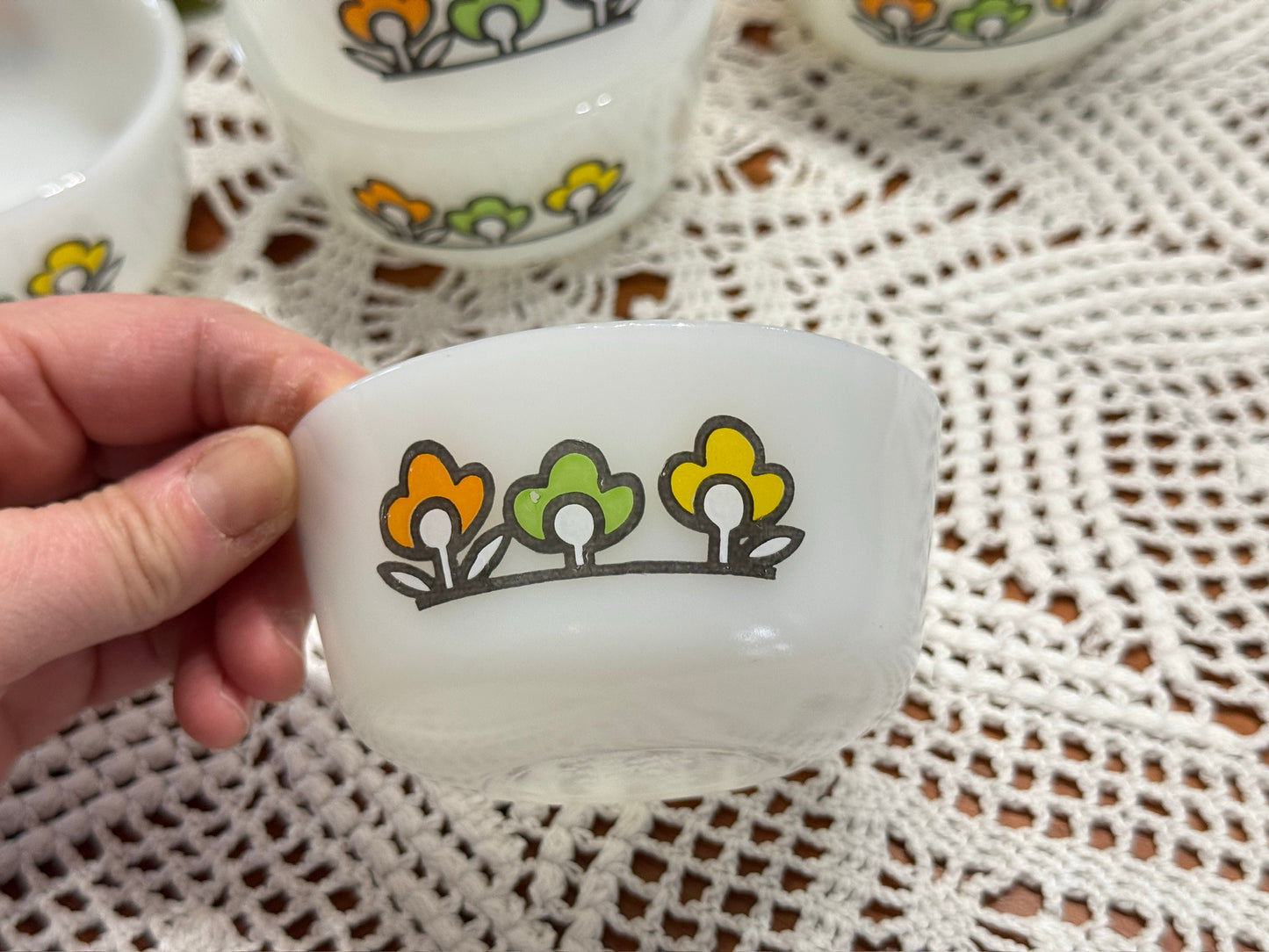 Anchor Hocking Fire-King 'Summerfield' Milk Glass Ramekins