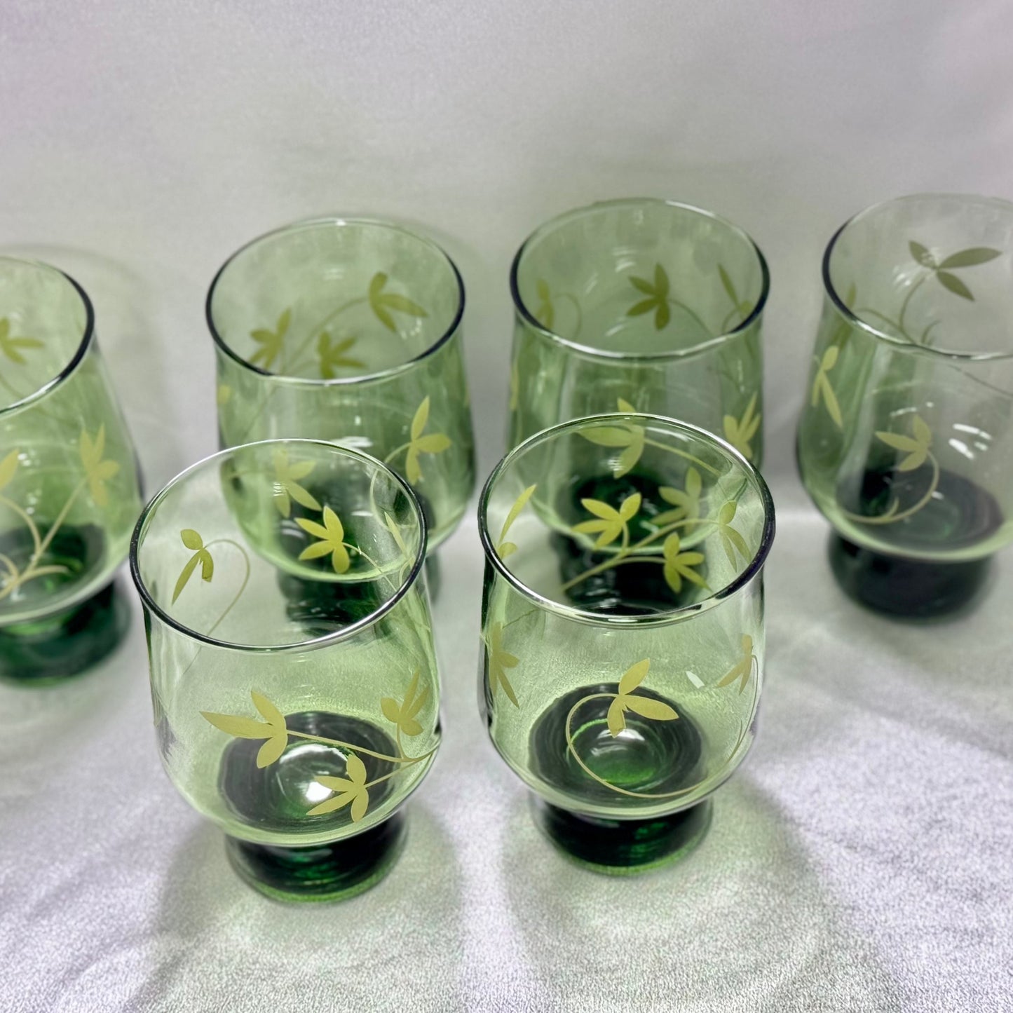 Avocado Green Floral Glasses