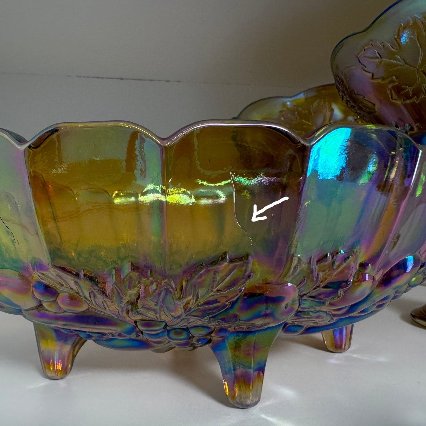 Iridescent Harvest Gold Carnival Glass "Oval Center Bowl"