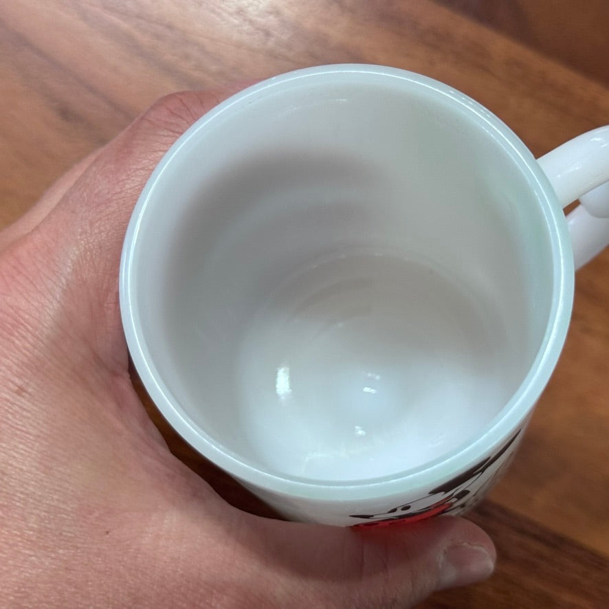 Walt Disney Productions Mickey and Minnie Mouse Milk Glass Mugs