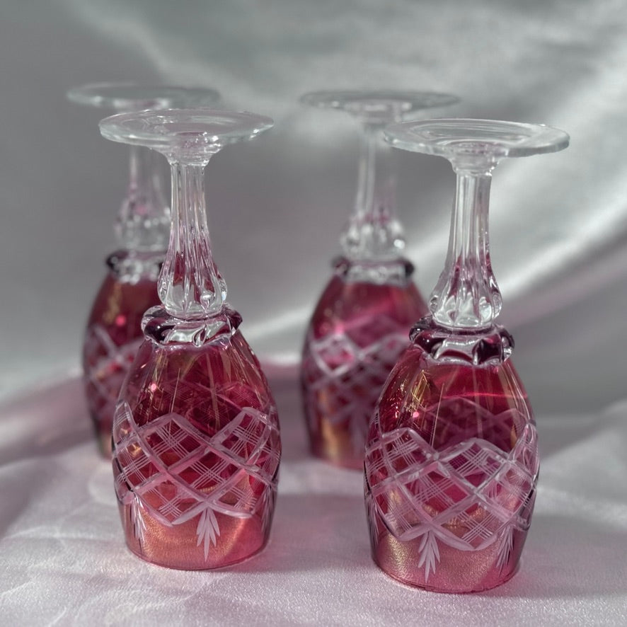 Cranberry Crystal Shot Glasses