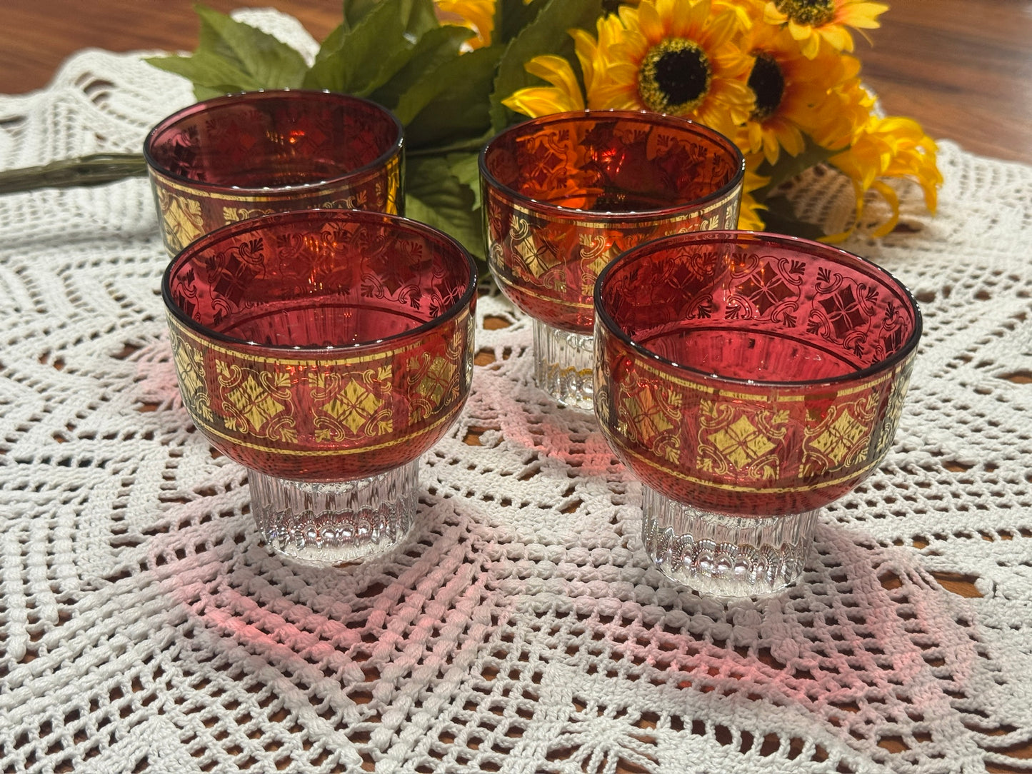 Cristallerie Italy Red Cocktail Glasses