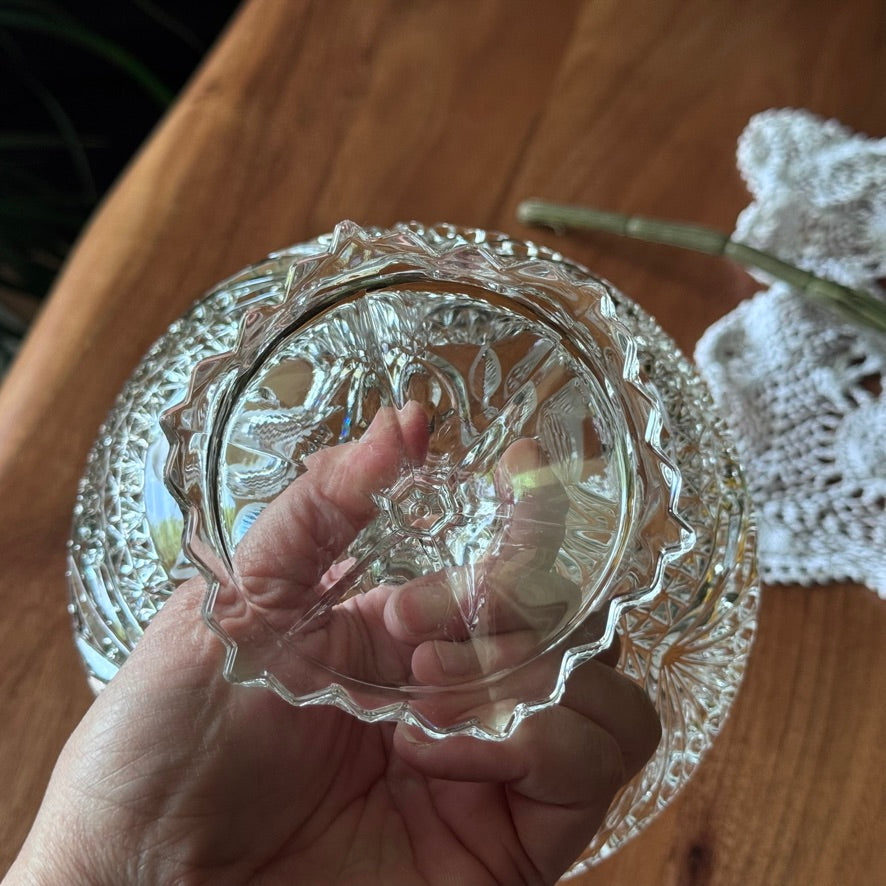 Hofbauer 'Byrdes' Cut Crystal Saw Tooth Pedestal Compote
