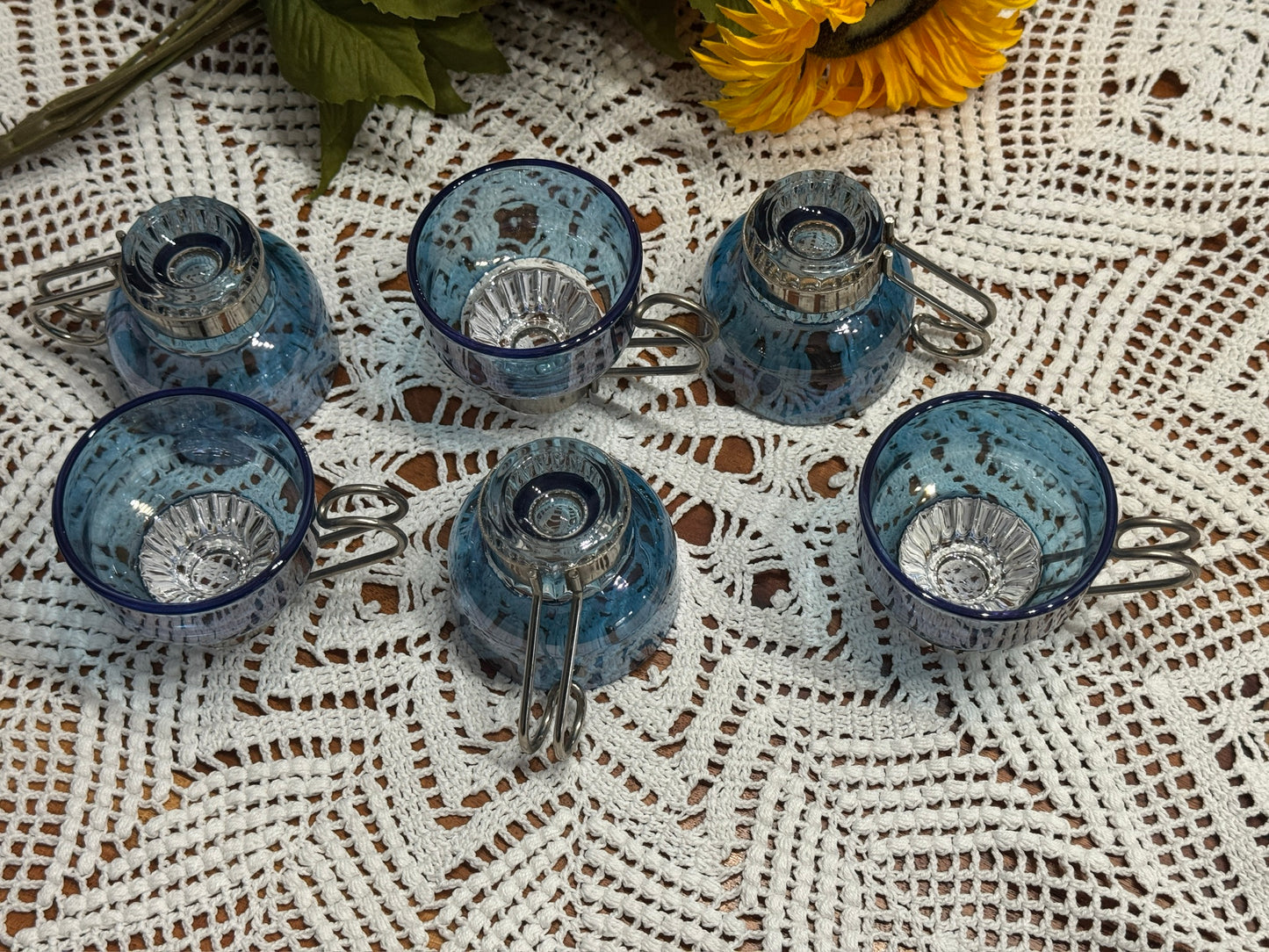 Italian Blue Glass Expresso Cups