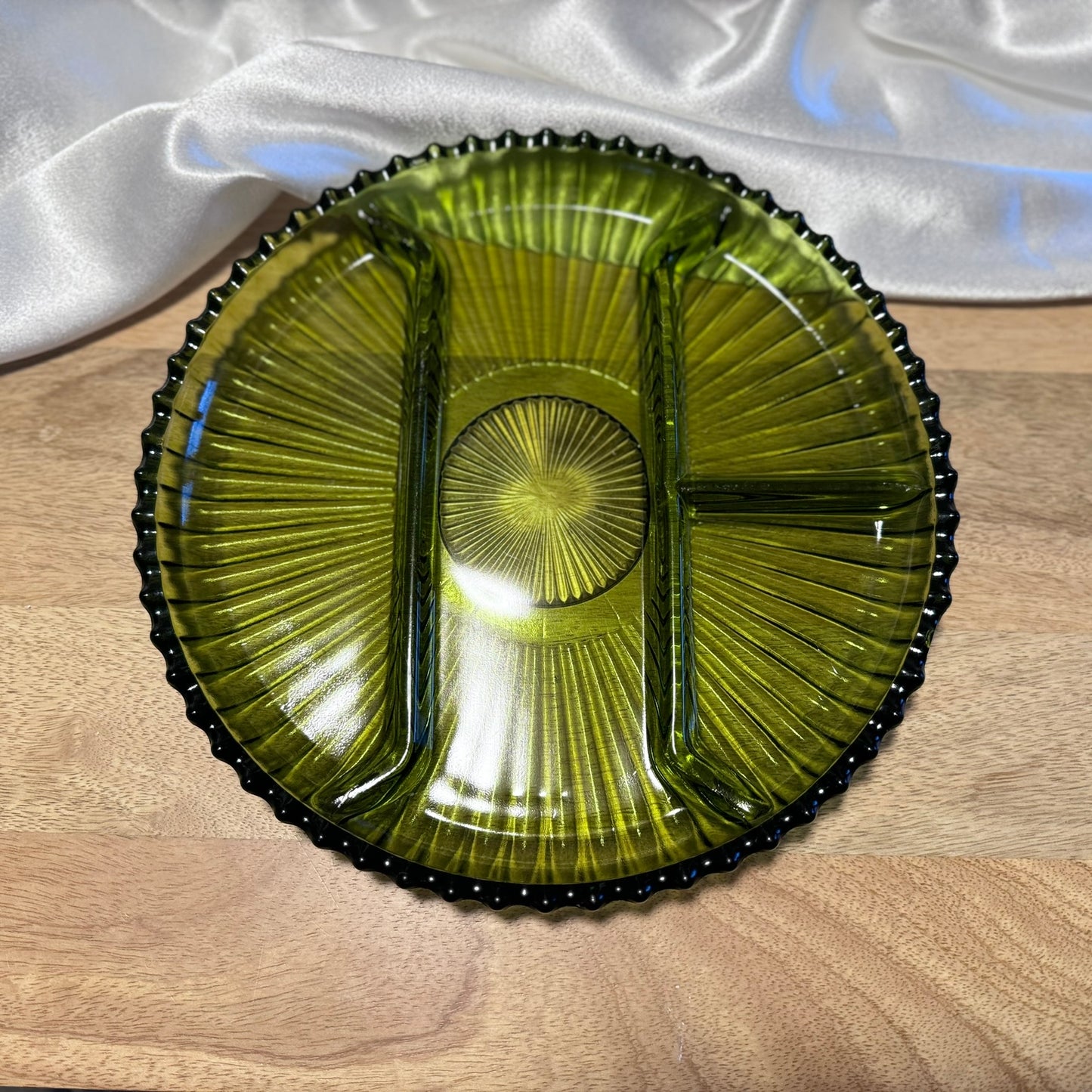 Indiana/Avocado Greenglass  Condiment Dish