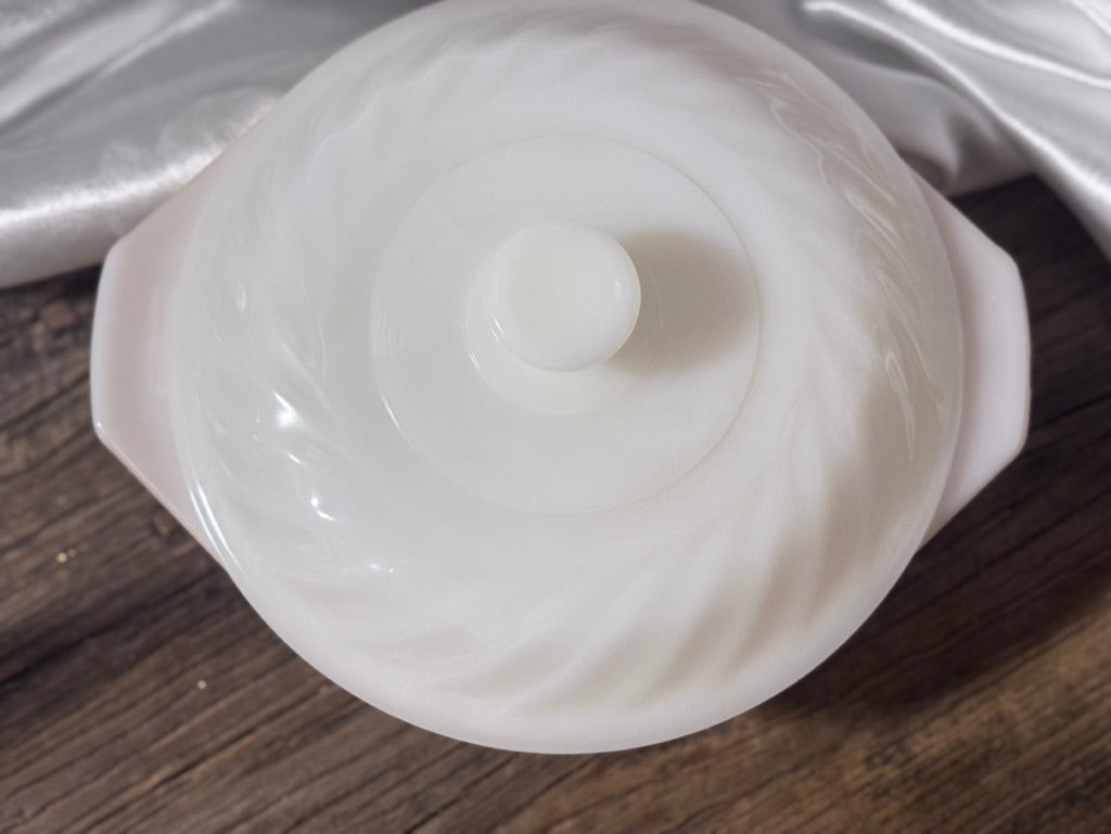 Anchor Hocking Fire-King Milk Glass Peach Lustre Casserole Dish
