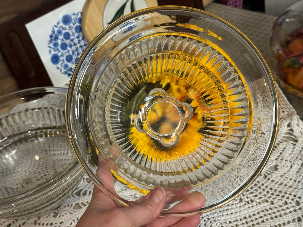 Hazel Atlas Clear Ribbed Glass "Aurora" Stacking Mixing Bowls