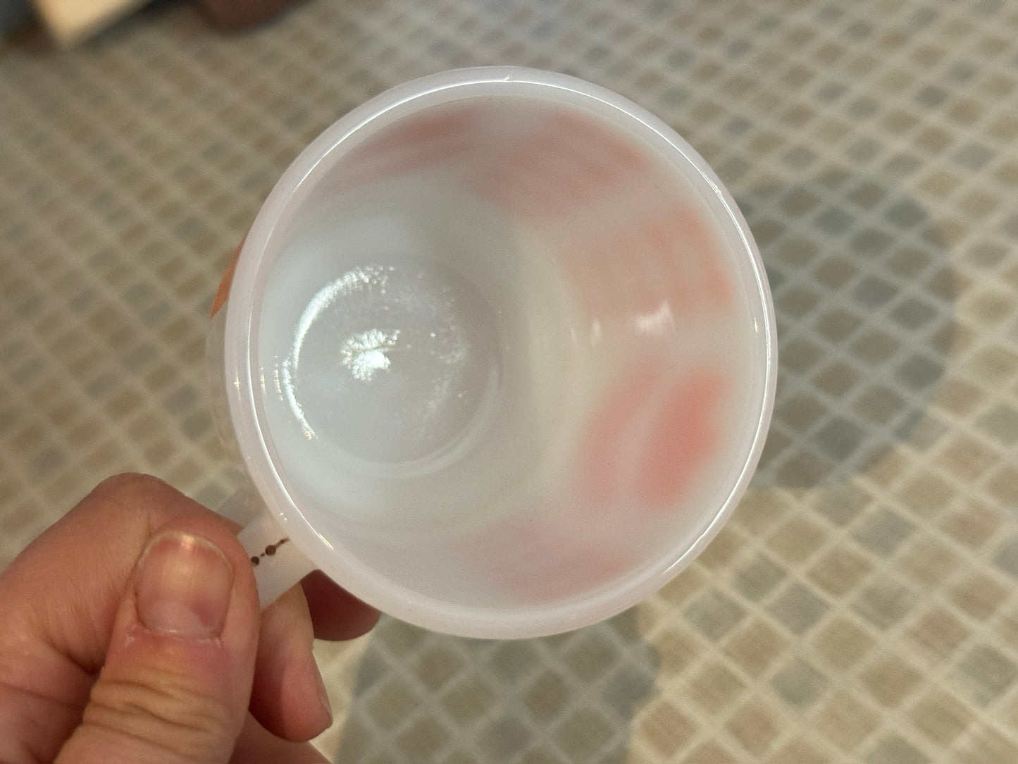 Termocrisa Milk Glass Orange Tulip & Gingham Mug