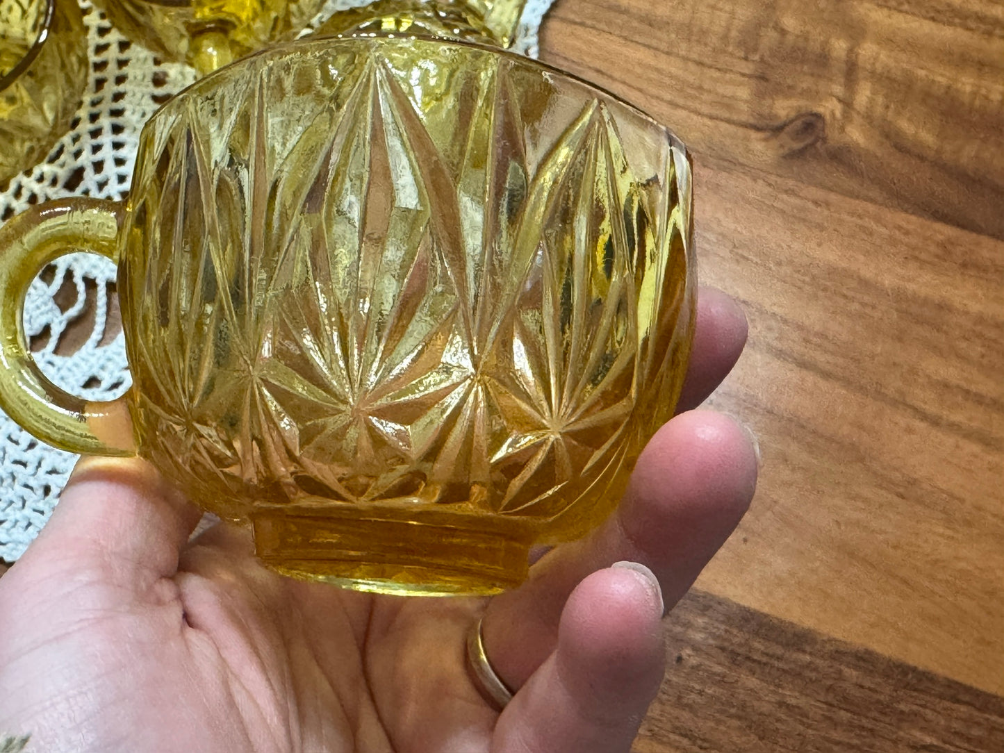 Hazel Atlas Amber Glass Williamsport Punch Bowl Set