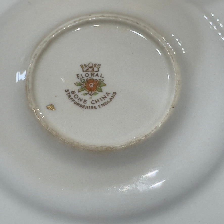 Royal Floral Baby Blue with Pink Cherry Blossom Teacup & Saucer