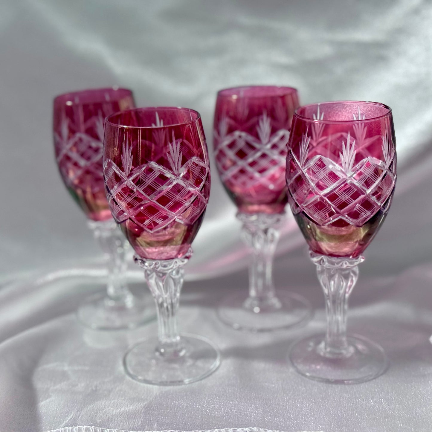 Cranberry Crystal Shot Glasses