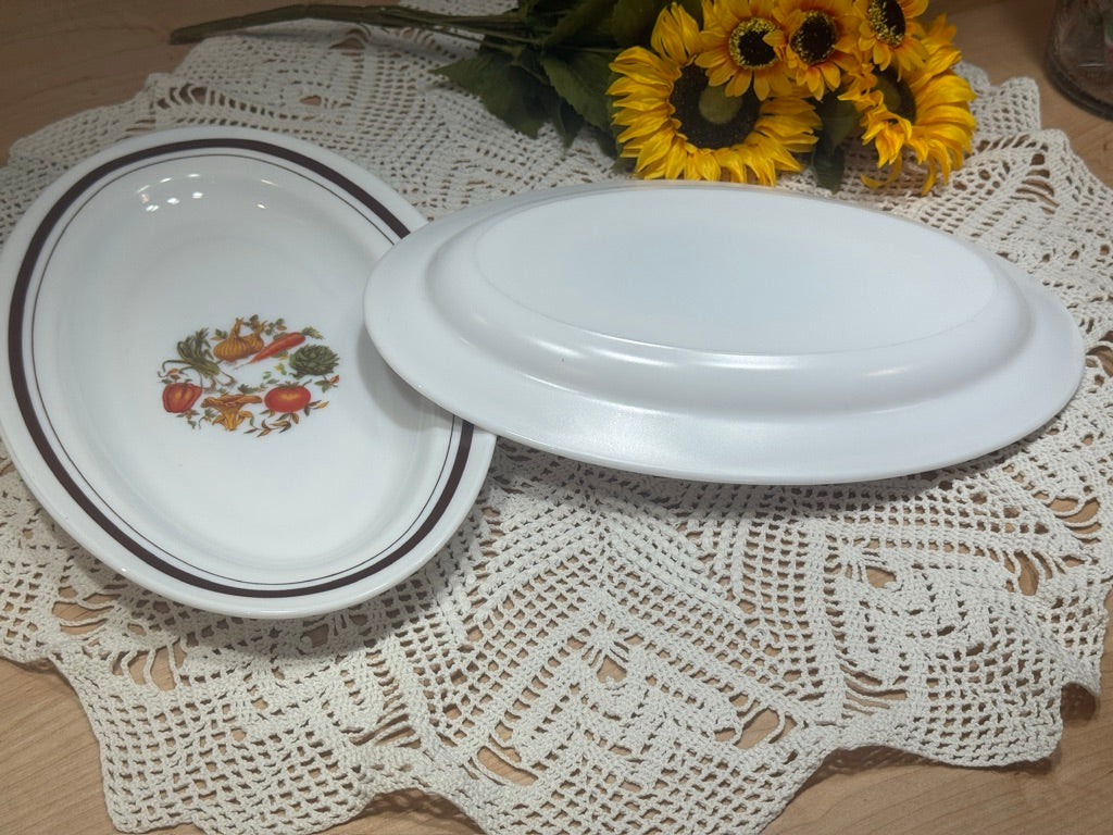 Arcopal France Milk Glass 'Vegetable' Serving Platter