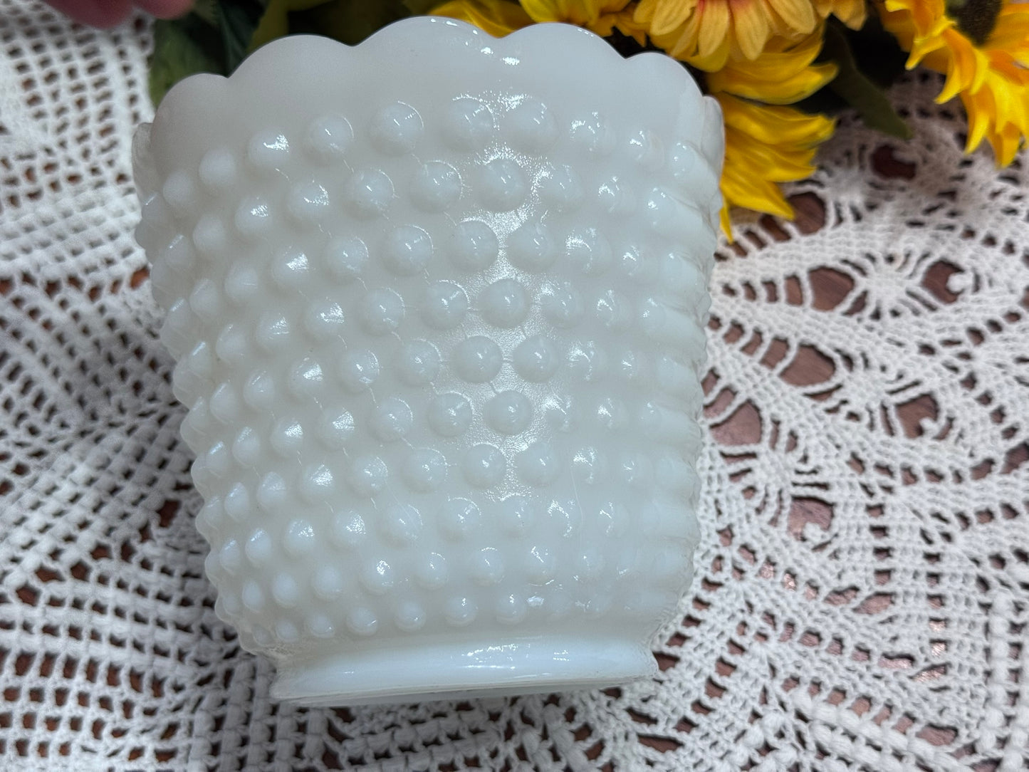 Fire-King Milk Glass Hobnail Planter/Vase