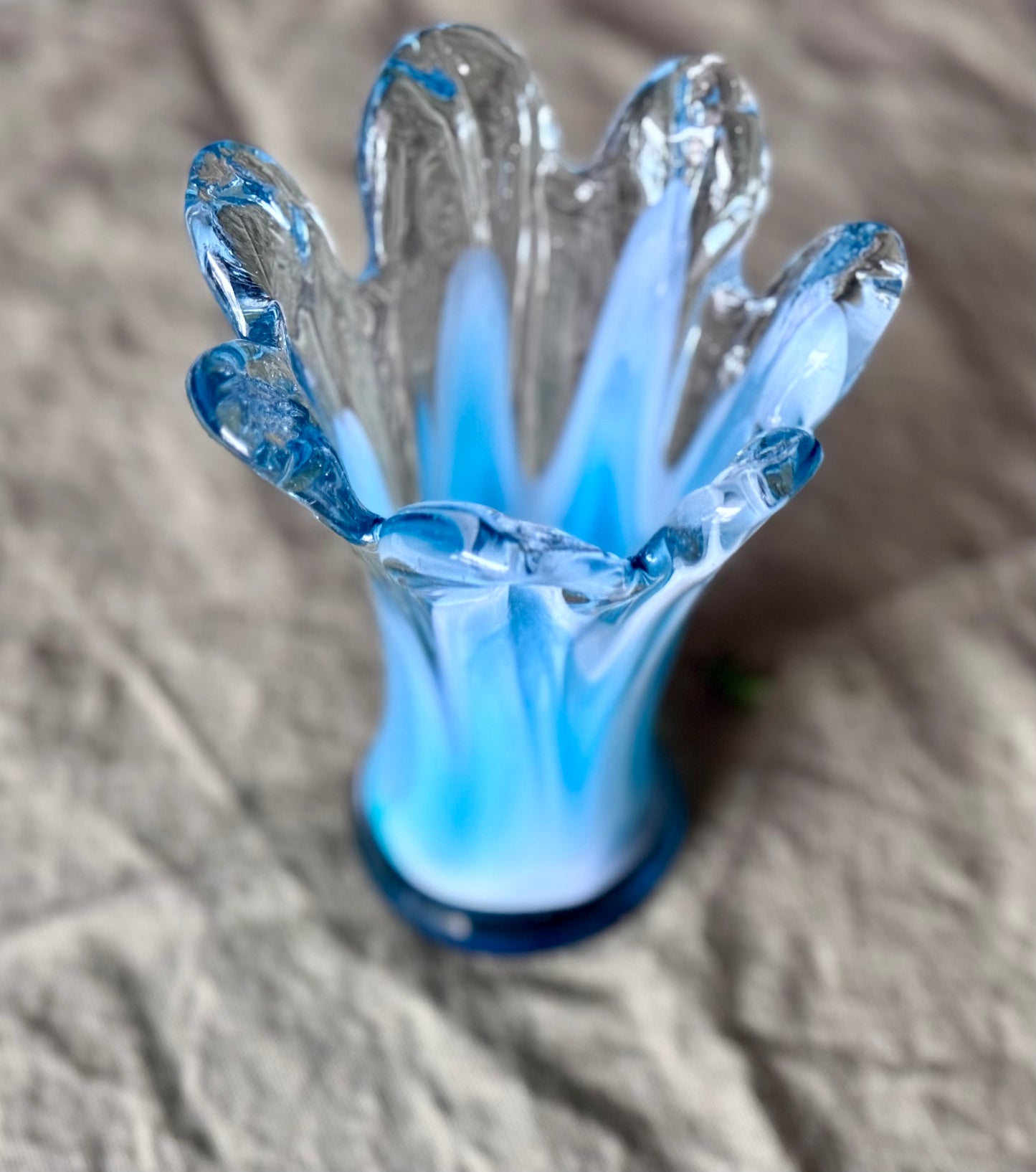 Murano Style Hand Blown Finger Swung Art Glass Vase