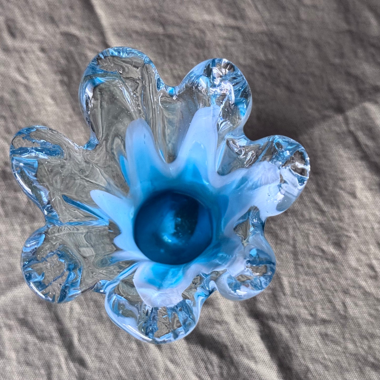 Murano Style Hand Blown Finger Swung Art Glass Vase