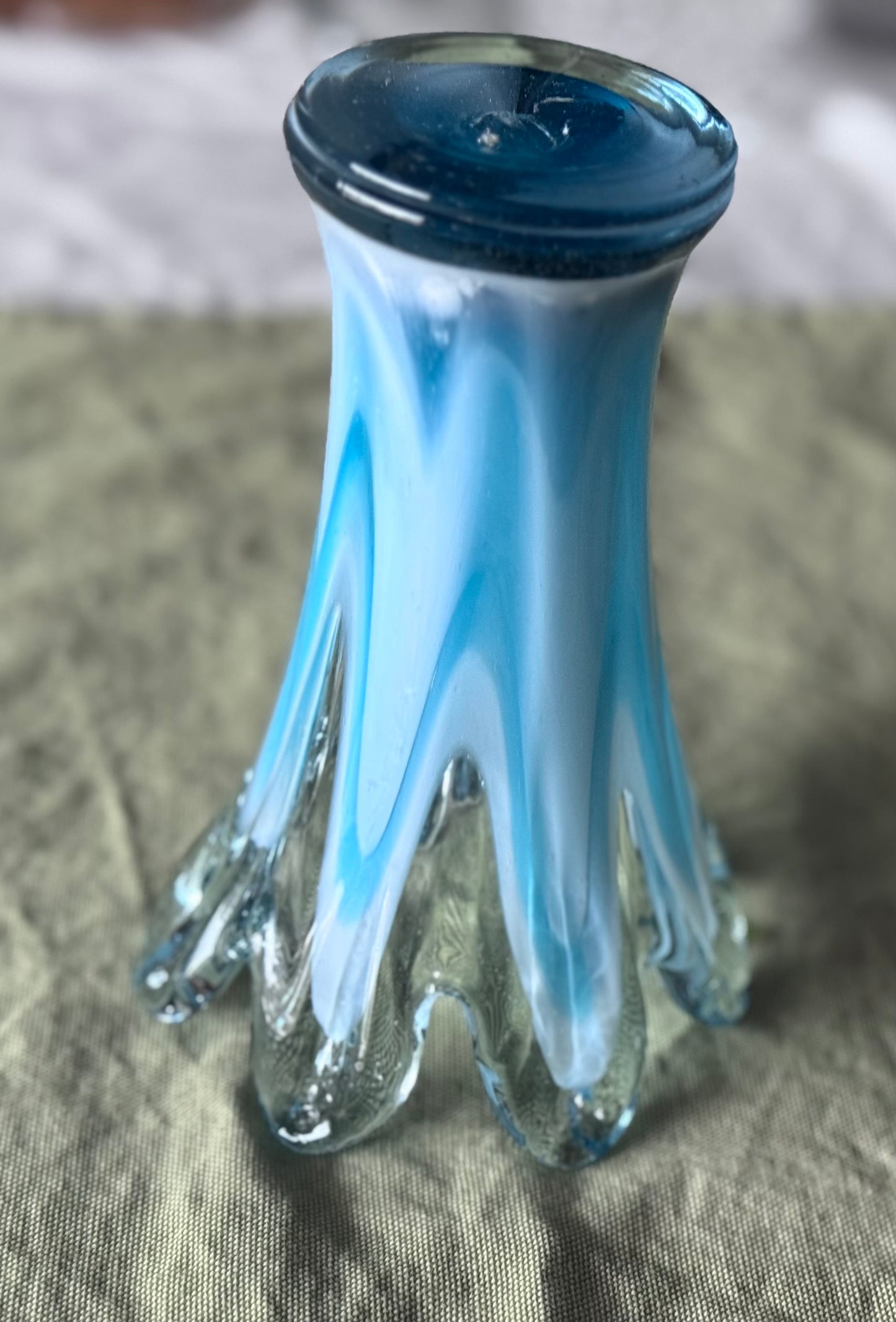 Murano Style Hand Blown Finger Swung Art Glass Vase