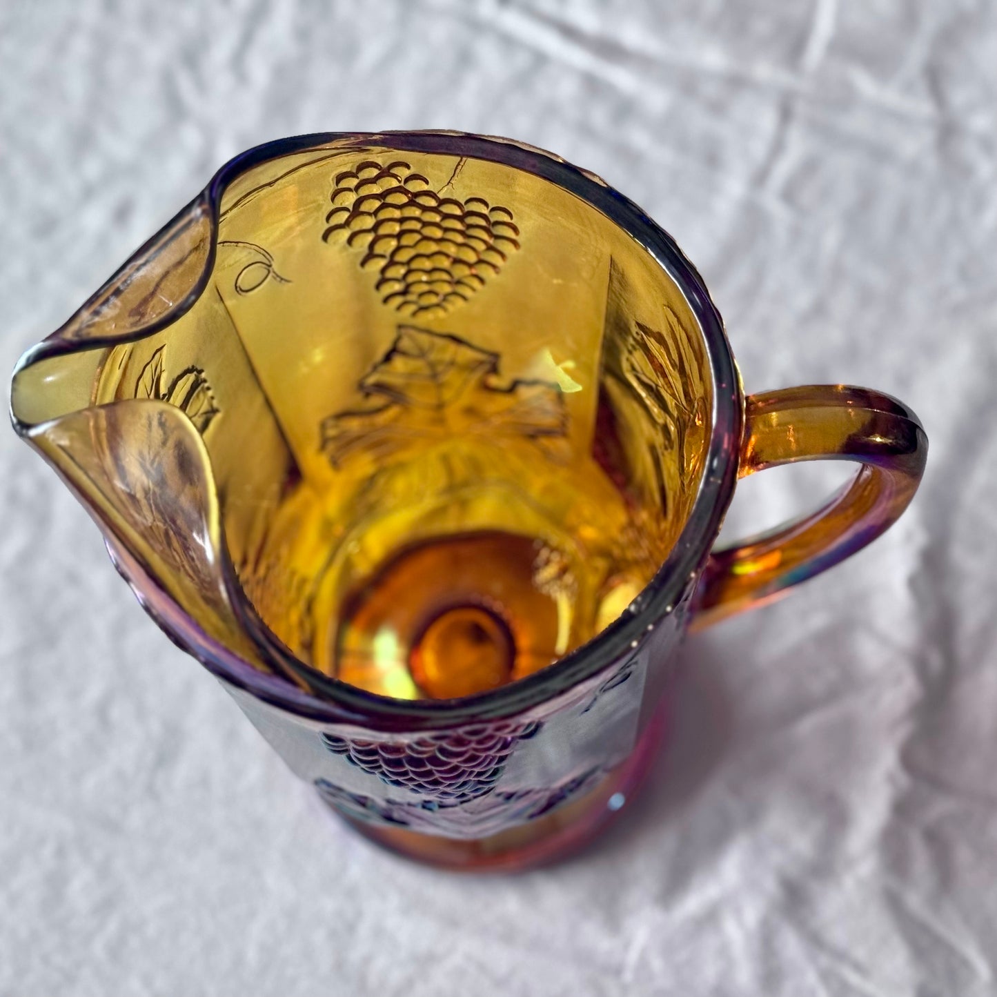 Large Indiana Carnival Glass Marigold Pitcher