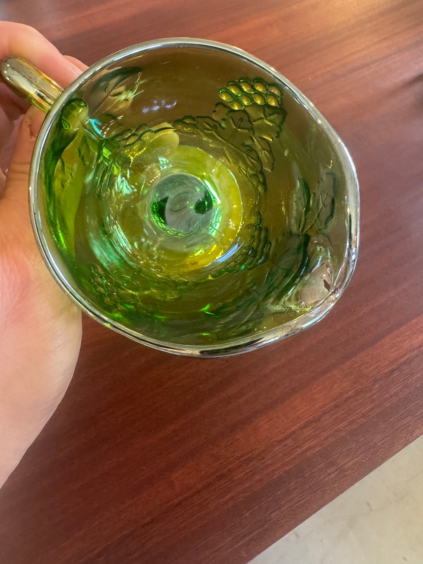 Green Harvest Grape Carnival Glass Creamer