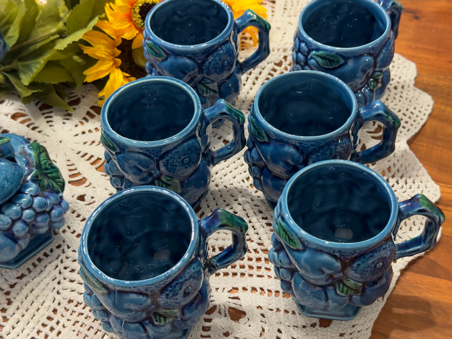 Inarco 'Mood Indigo' Ceramic Blue Fruit Pattern Tea/Coffee Set