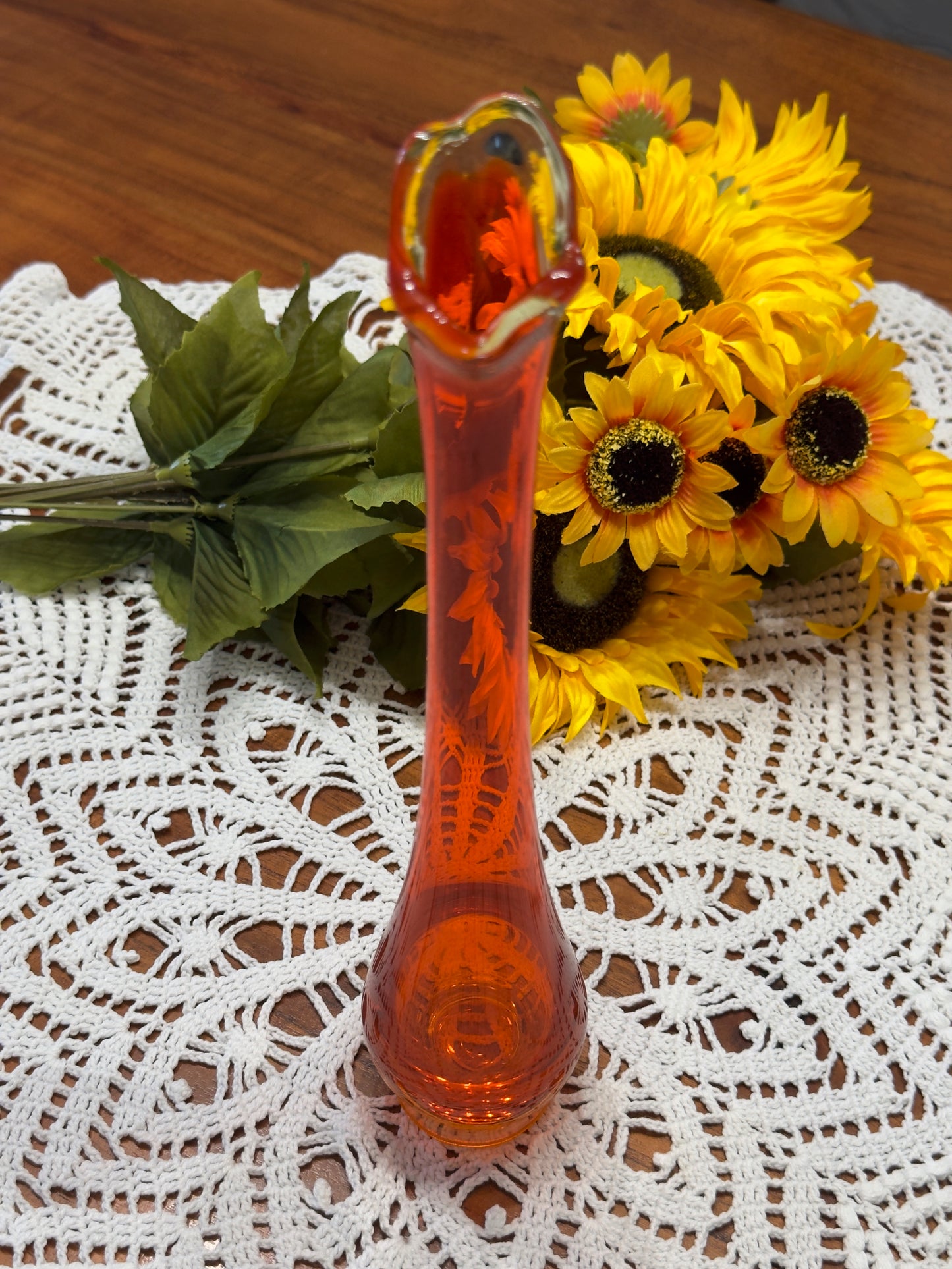 Vintage Amberina Swung Glass Vase