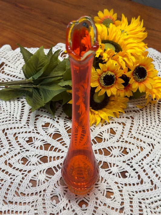 Vintage Amberina Swung Glass Vase