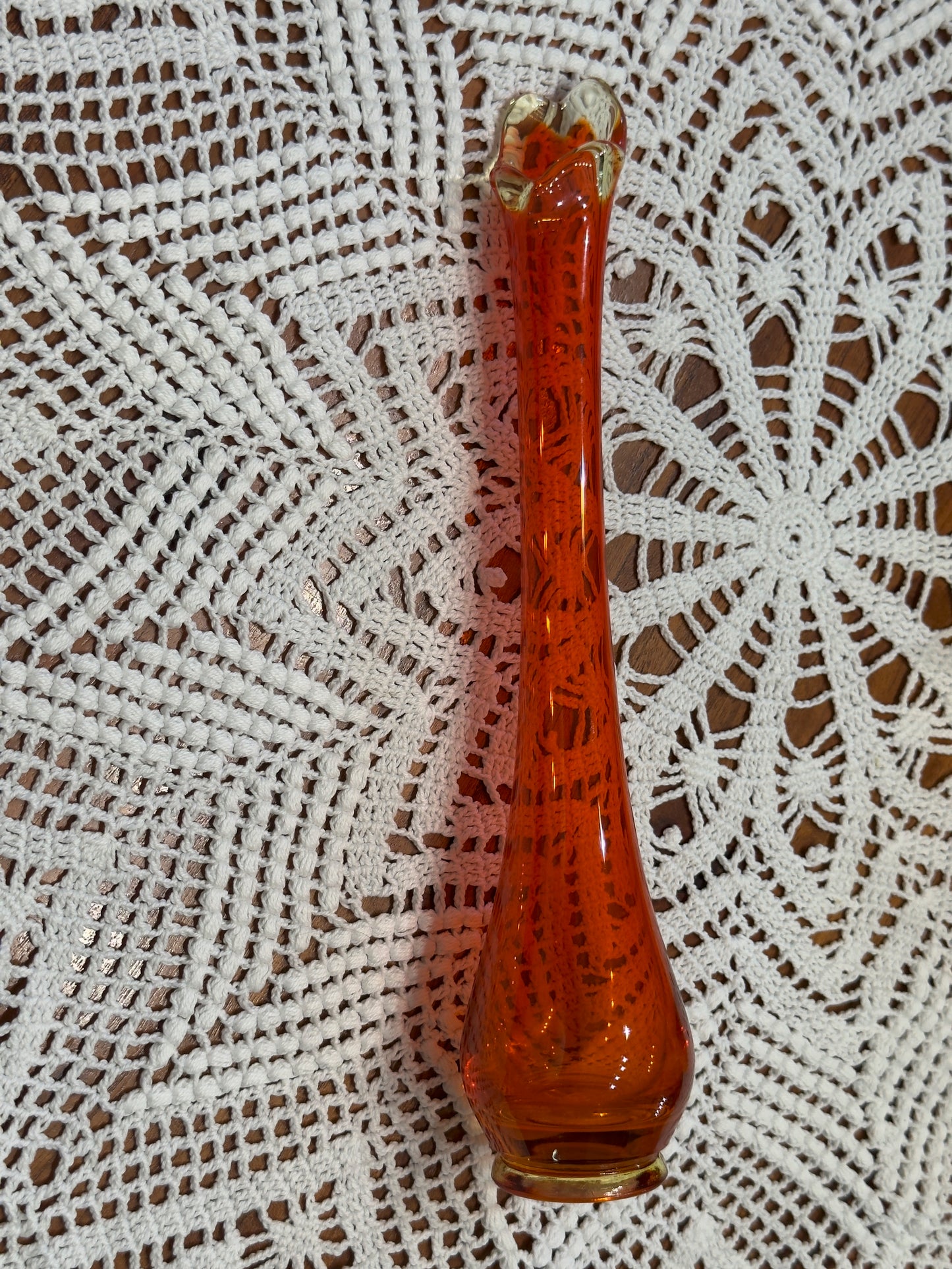 Vintage Amberina Swung Glass Vase