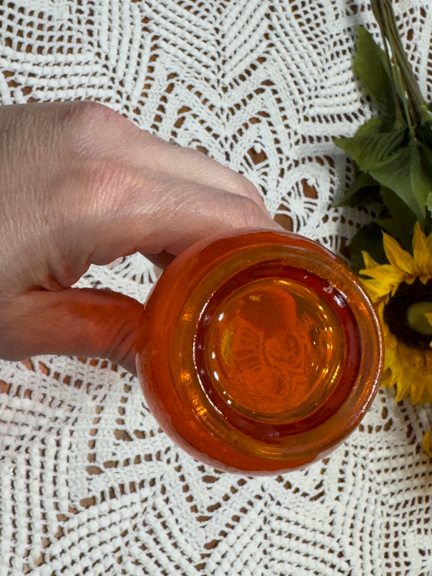 Vintage Amberina Swung Glass Vase