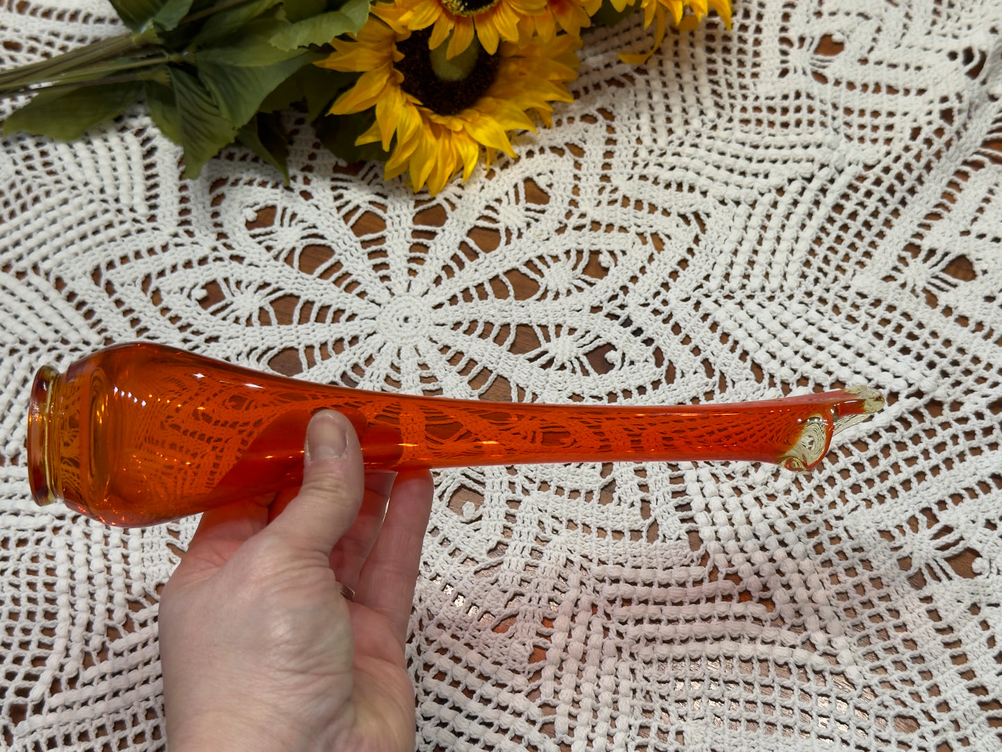 Vintage Amberina Swung Glass Vase