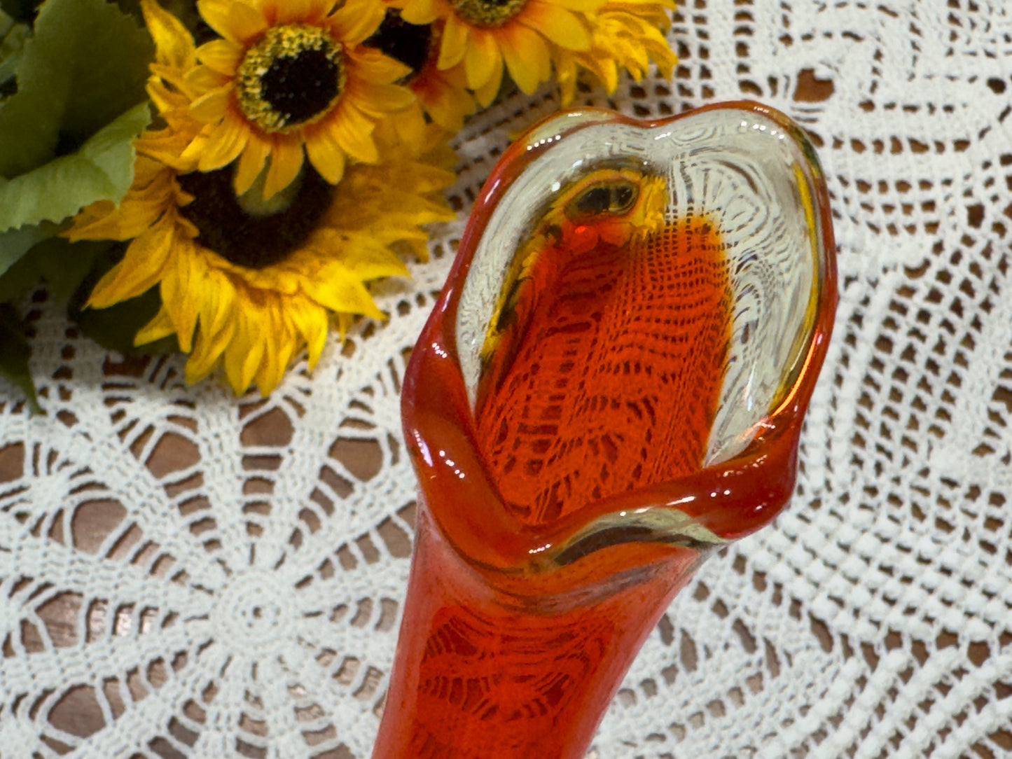Vintage Amberina Swung Glass Vase