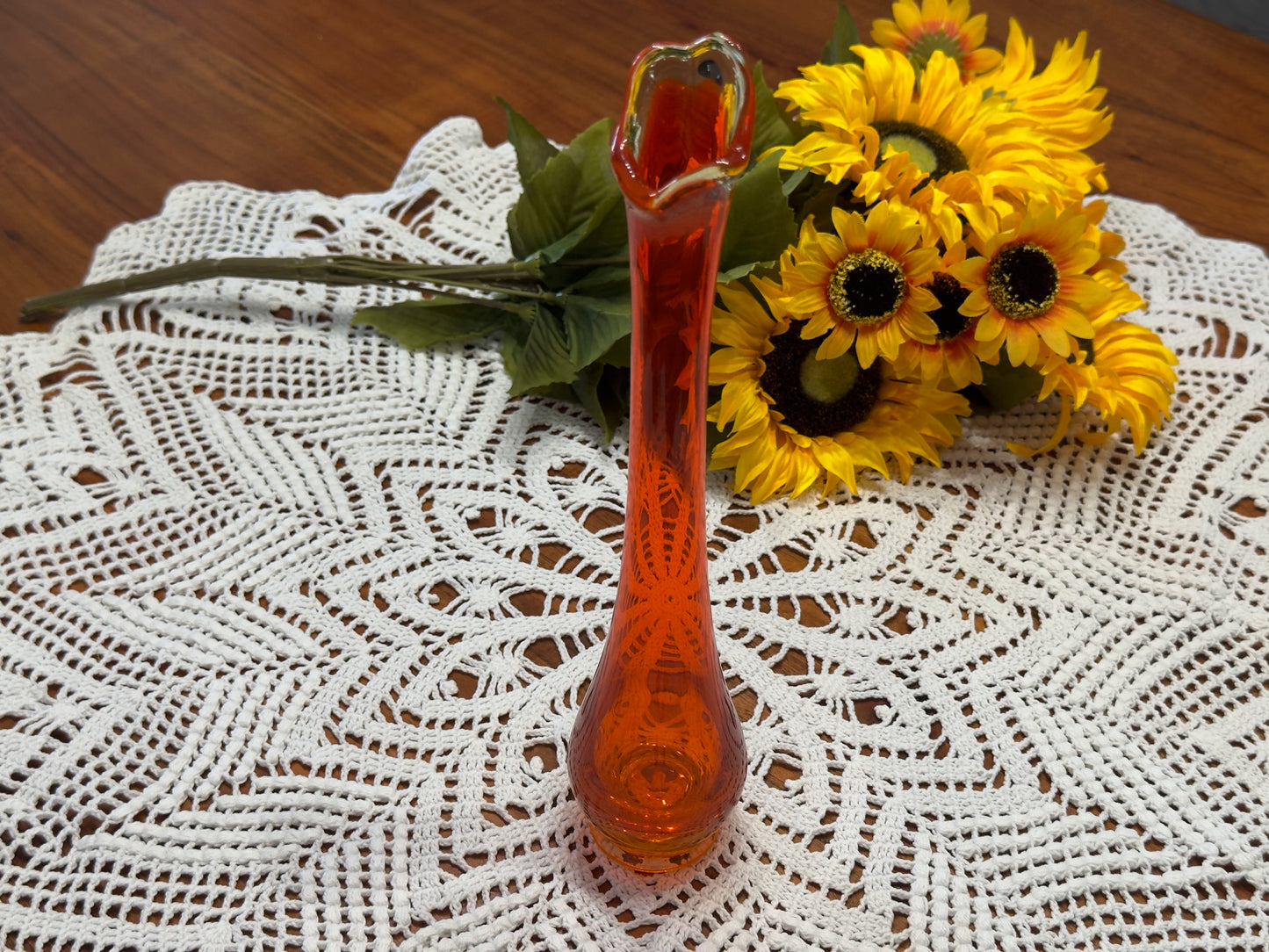 Vintage Amberina Swung Glass Vase
