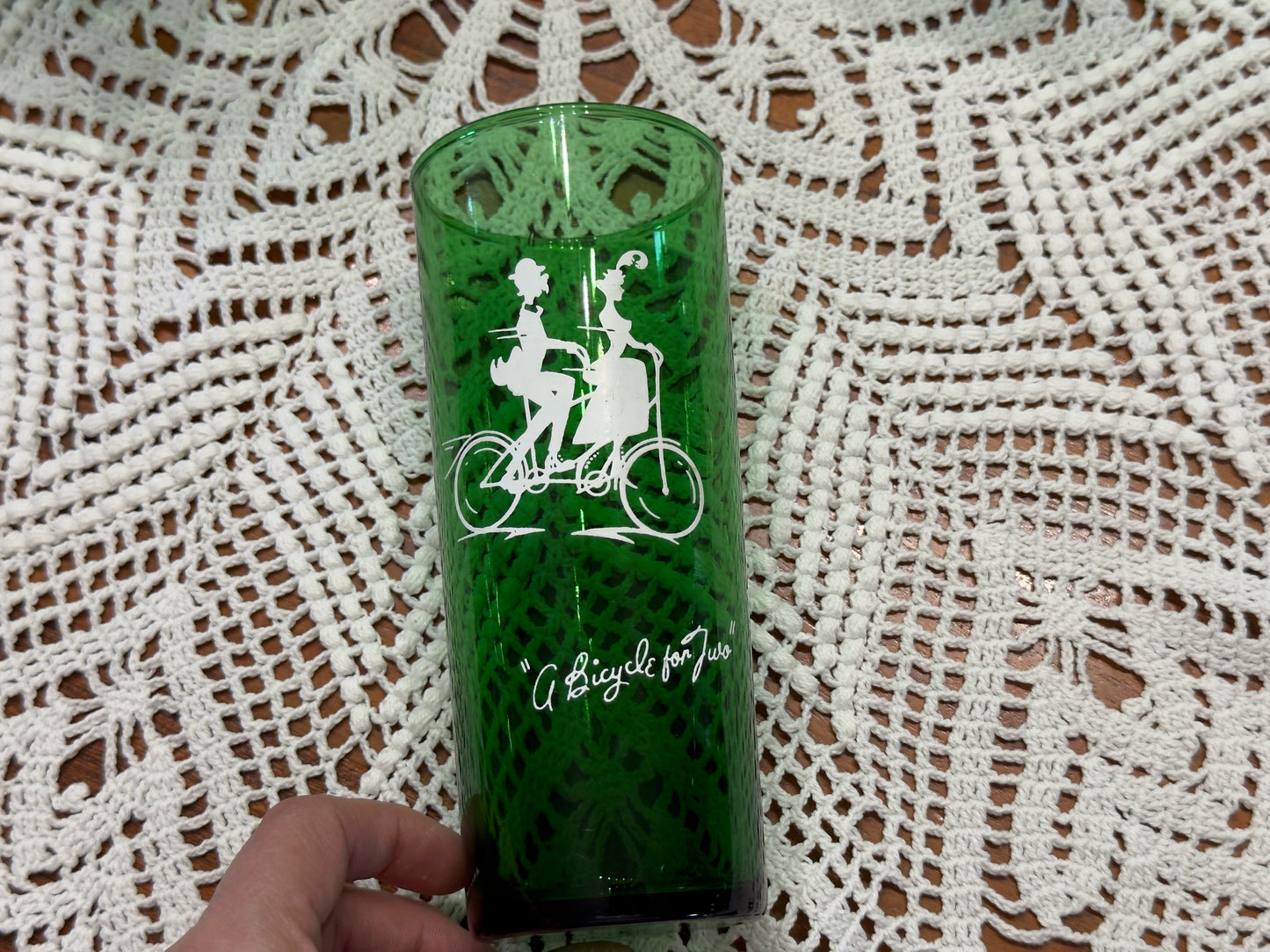 Anchor Hocking 1950-1965 'Gay Nineties' A Bicycle For Two Ice Tea Glasses