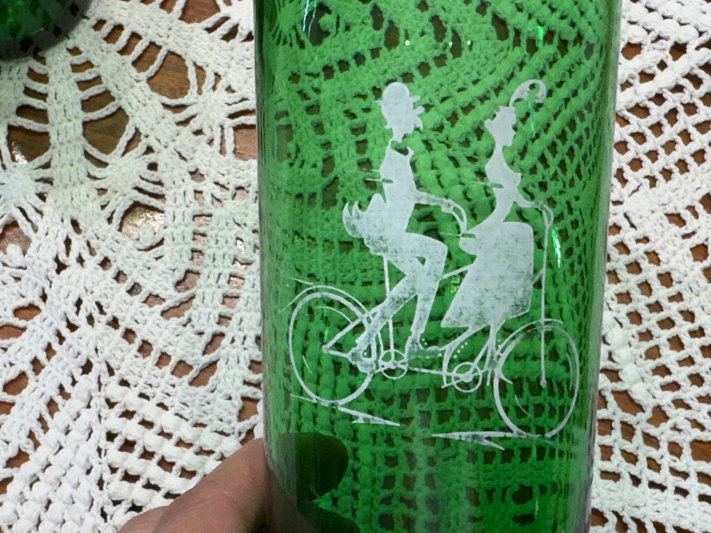 Anchor Hocking 1950-1965 'Gay Nineties' A Bicycle For Two Ice Tea Glasses