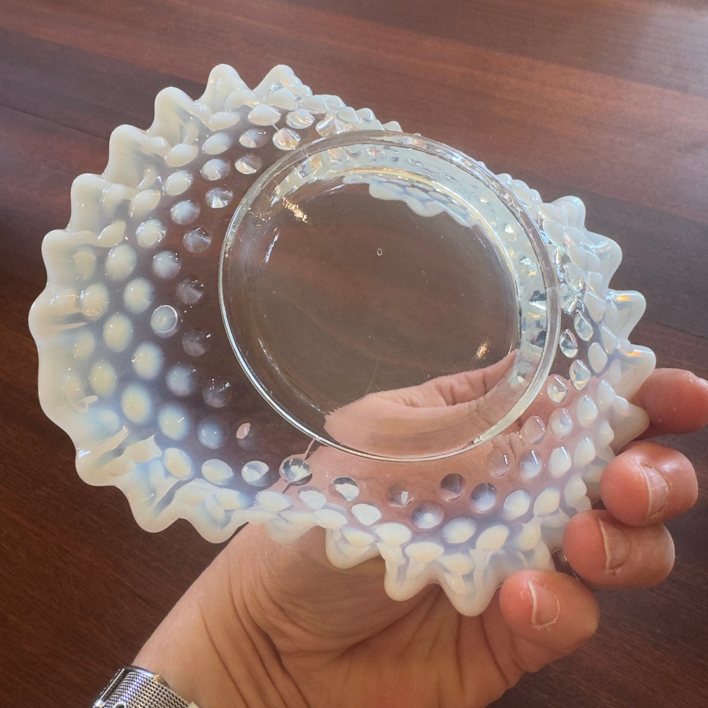 Vintage Fenton Opalescent Hobnail Candy Dish