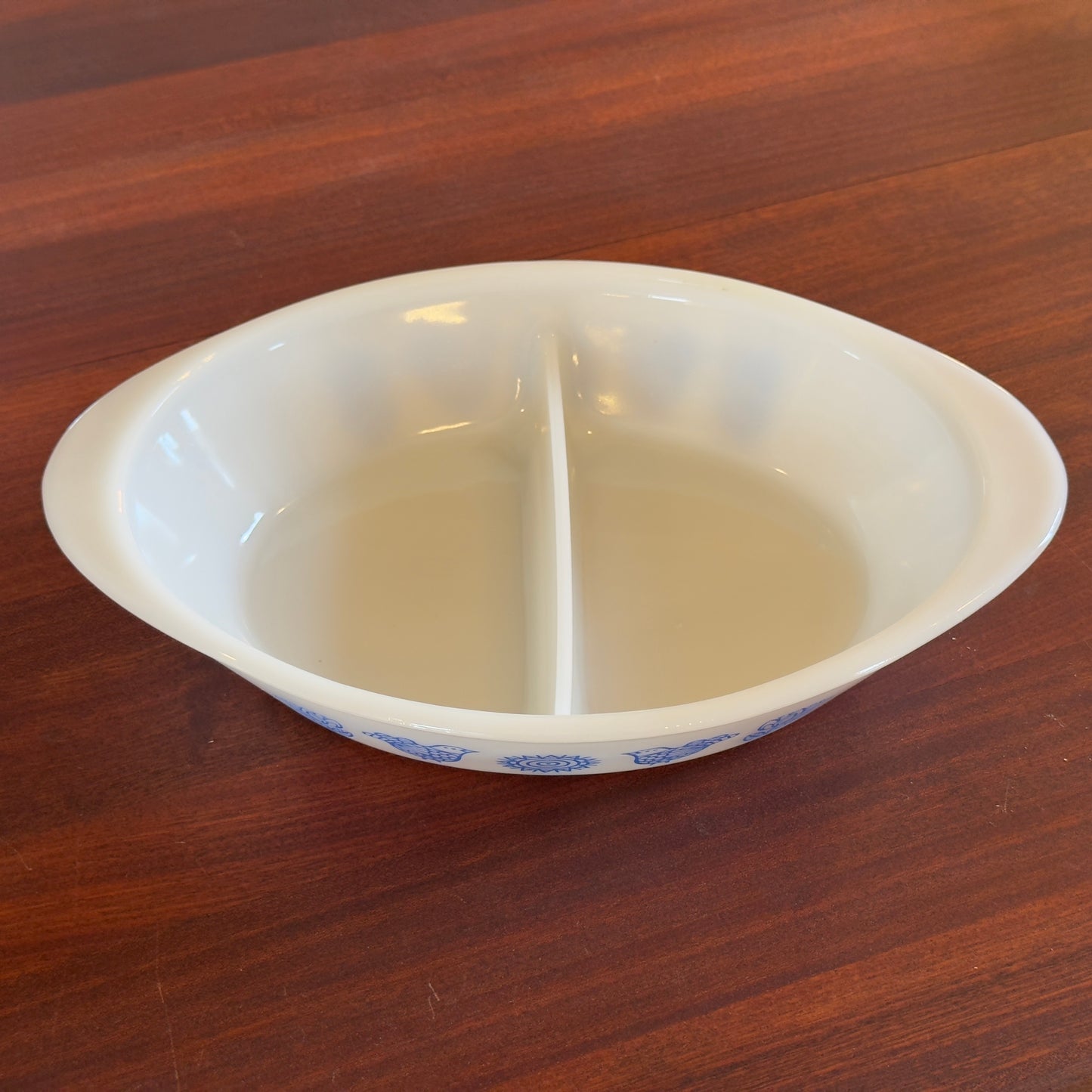 Glasbake Blue Birds & Flower Divided Casserole