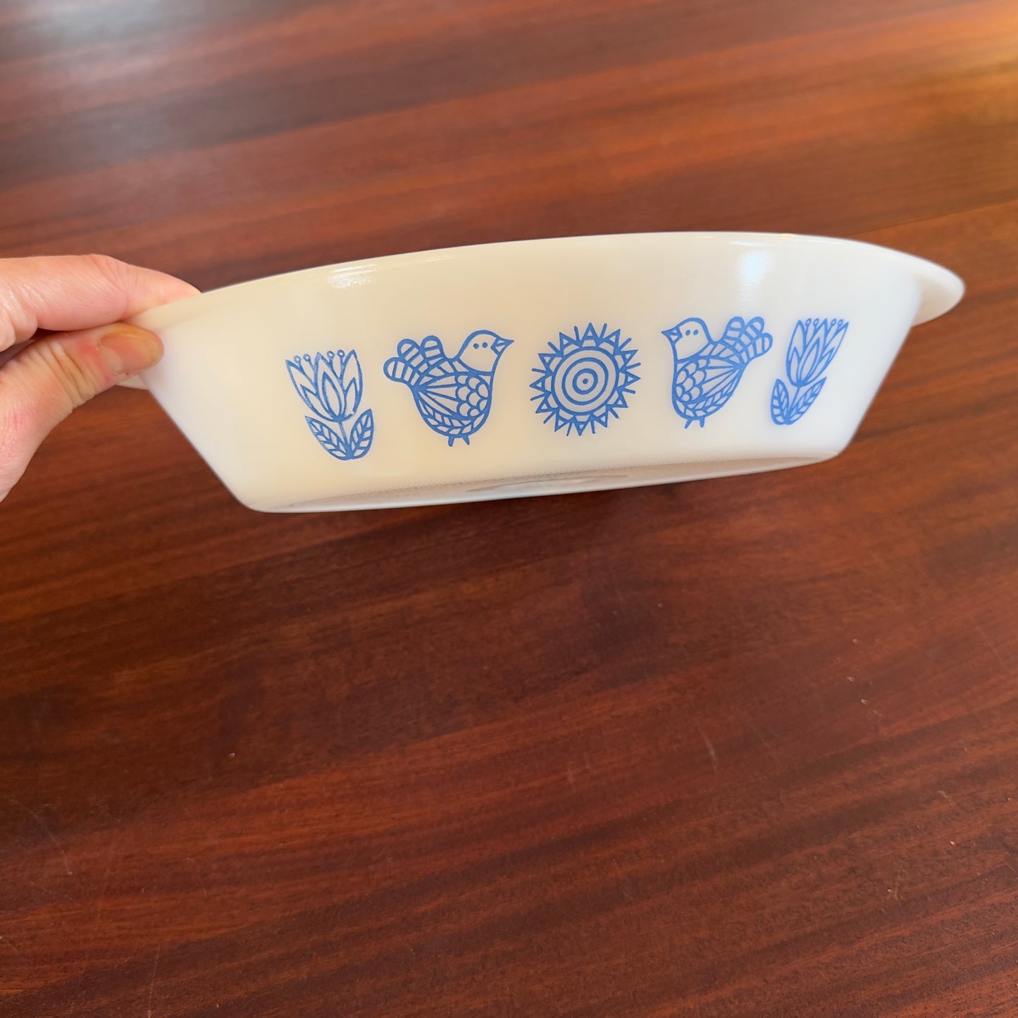 Glasbake Blue Birds & Flower Divided Casserole