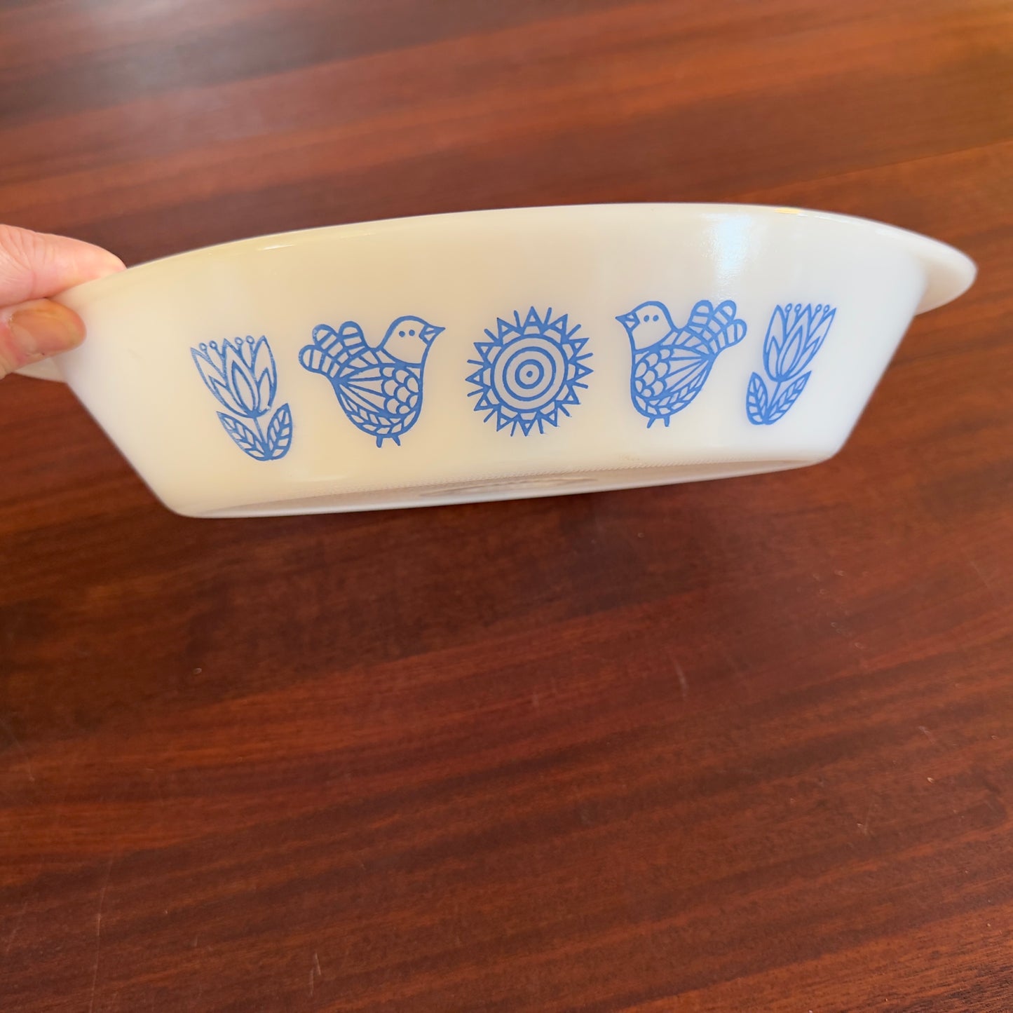 Glasbake Blue Birds & Flower Divided Casserole