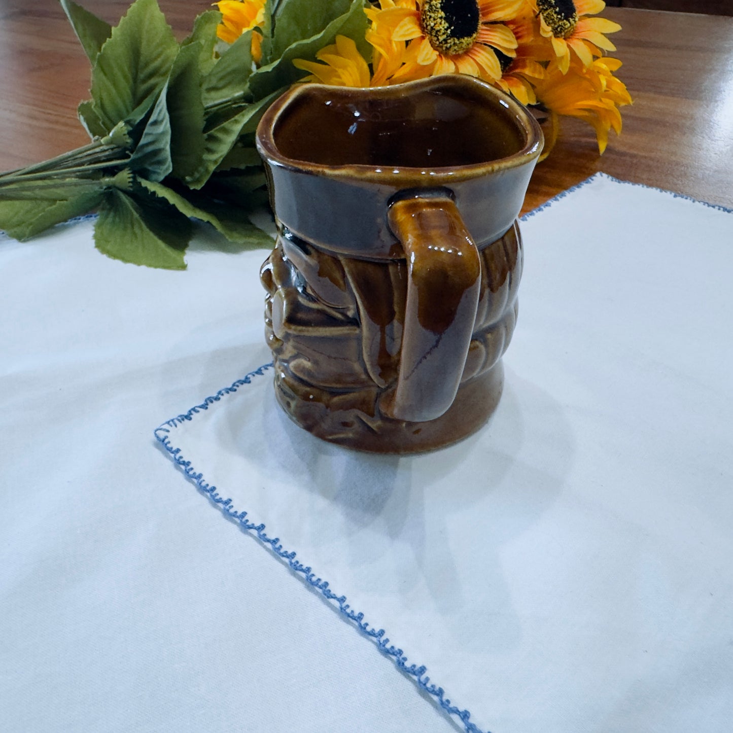 Vintage Brown Glazed Toby Mug